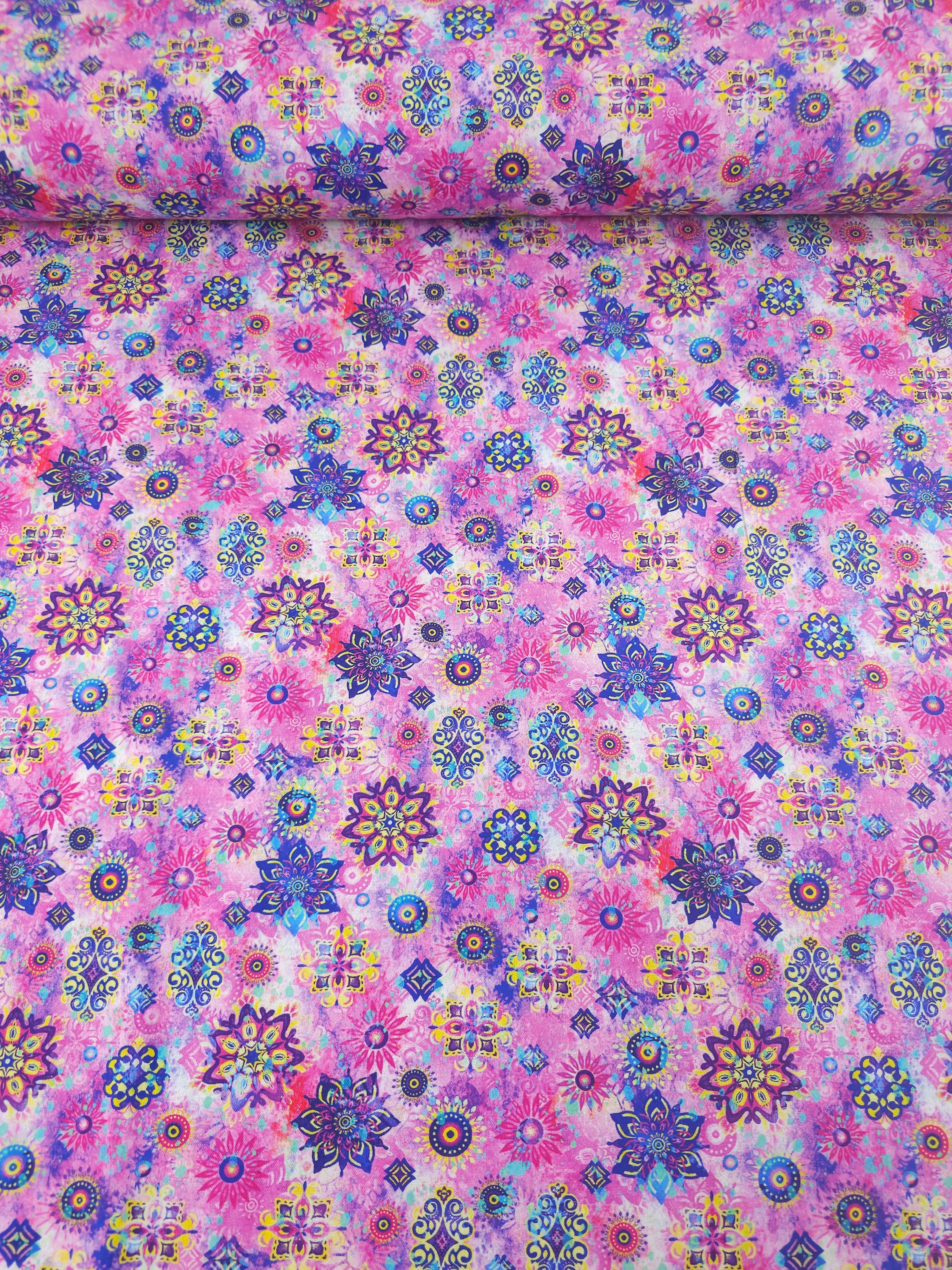 Pink/Purple Kaleidoscope Fantasia 100% Cotton