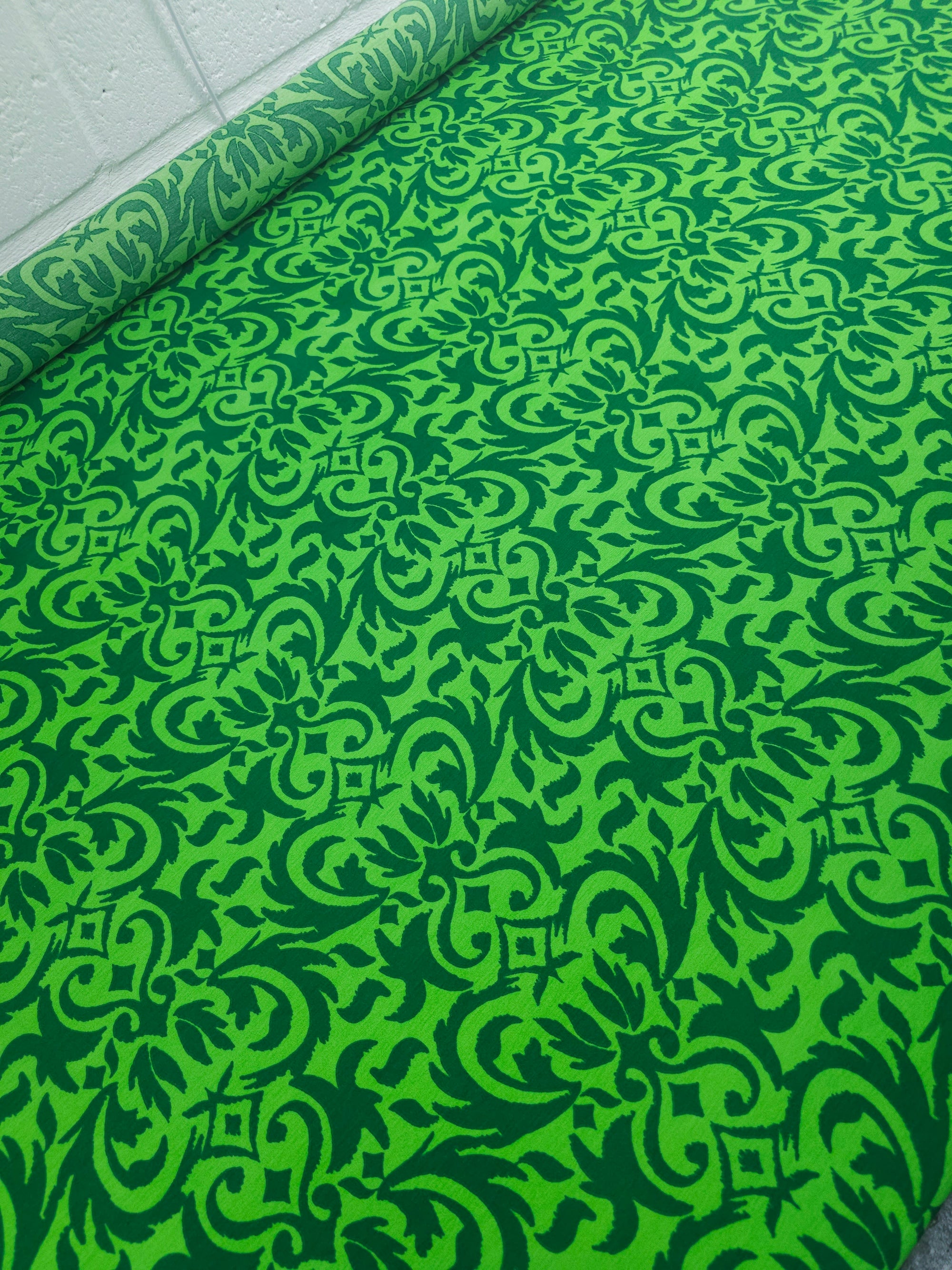 Green Duo Tone Damask Cotton
