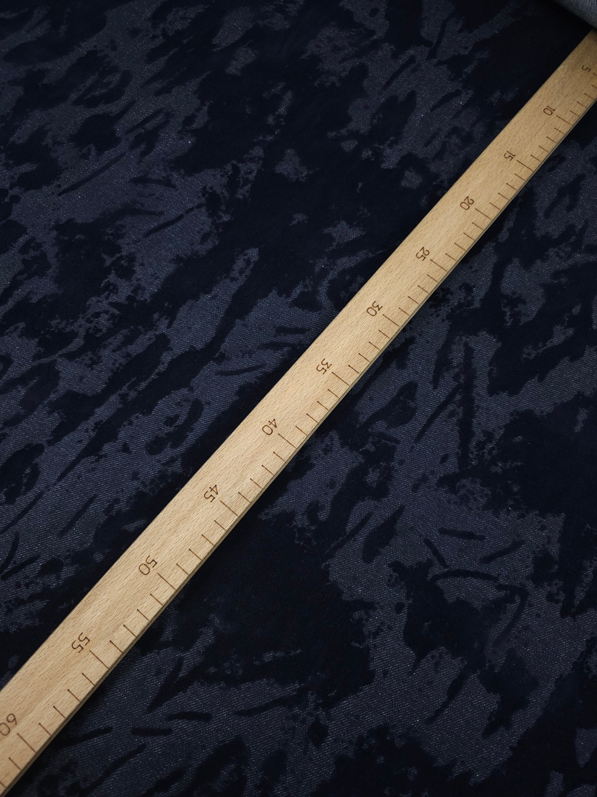 Indigo Navy Static Velvet Burnout Denim