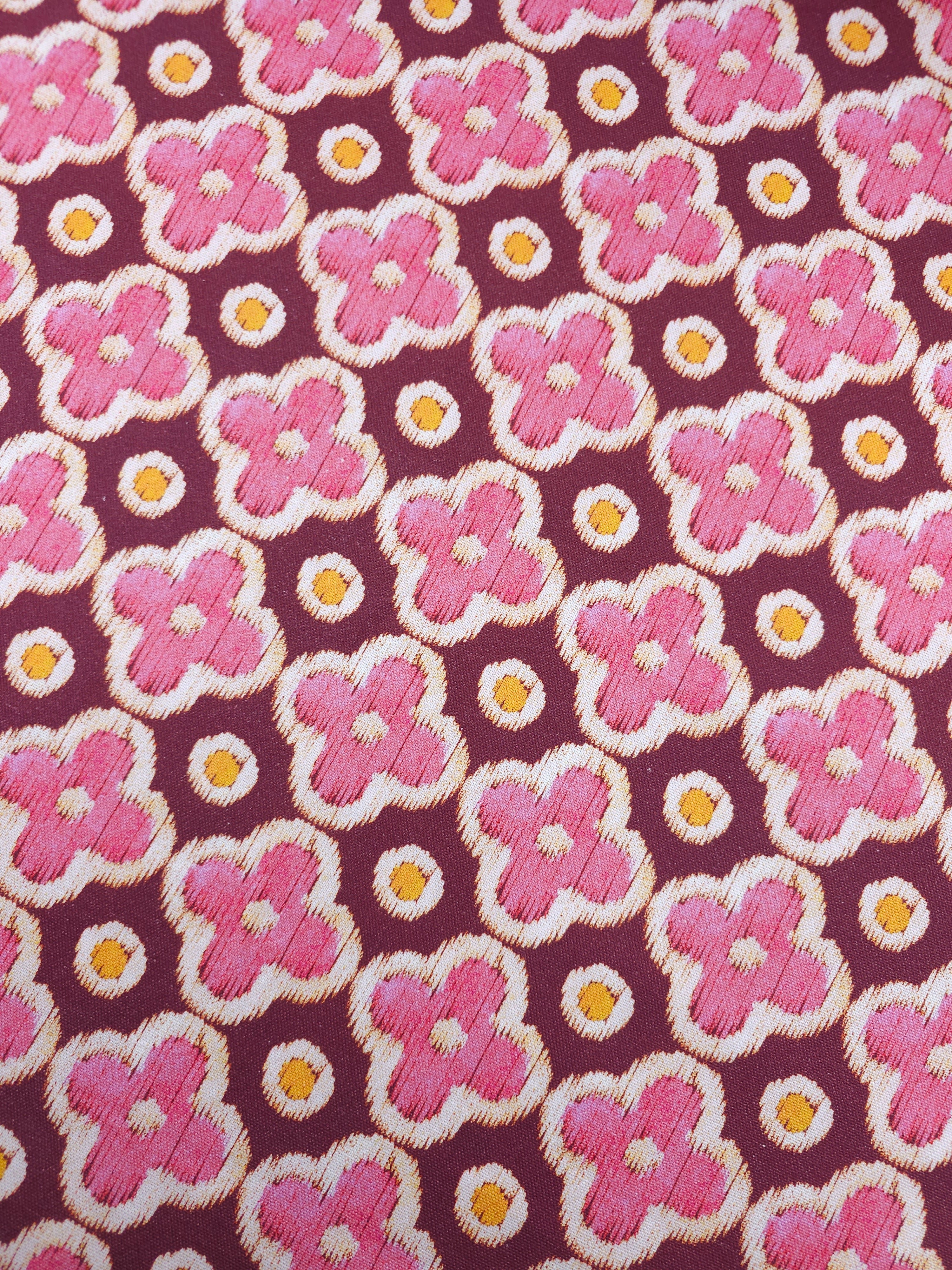 Pink/Grape Bordeaux Tile Lightweight Canvas Cotton