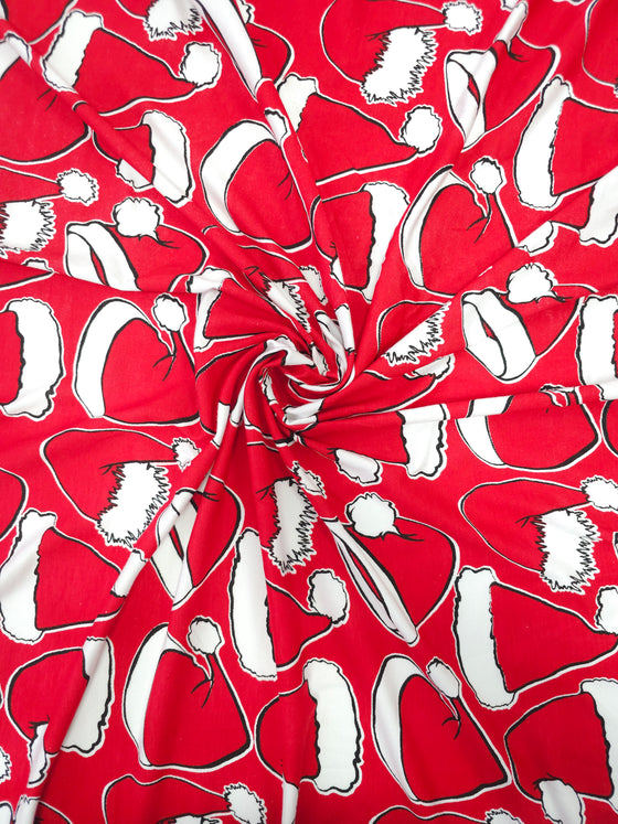 Red Santa's Hat Viscose Jersey