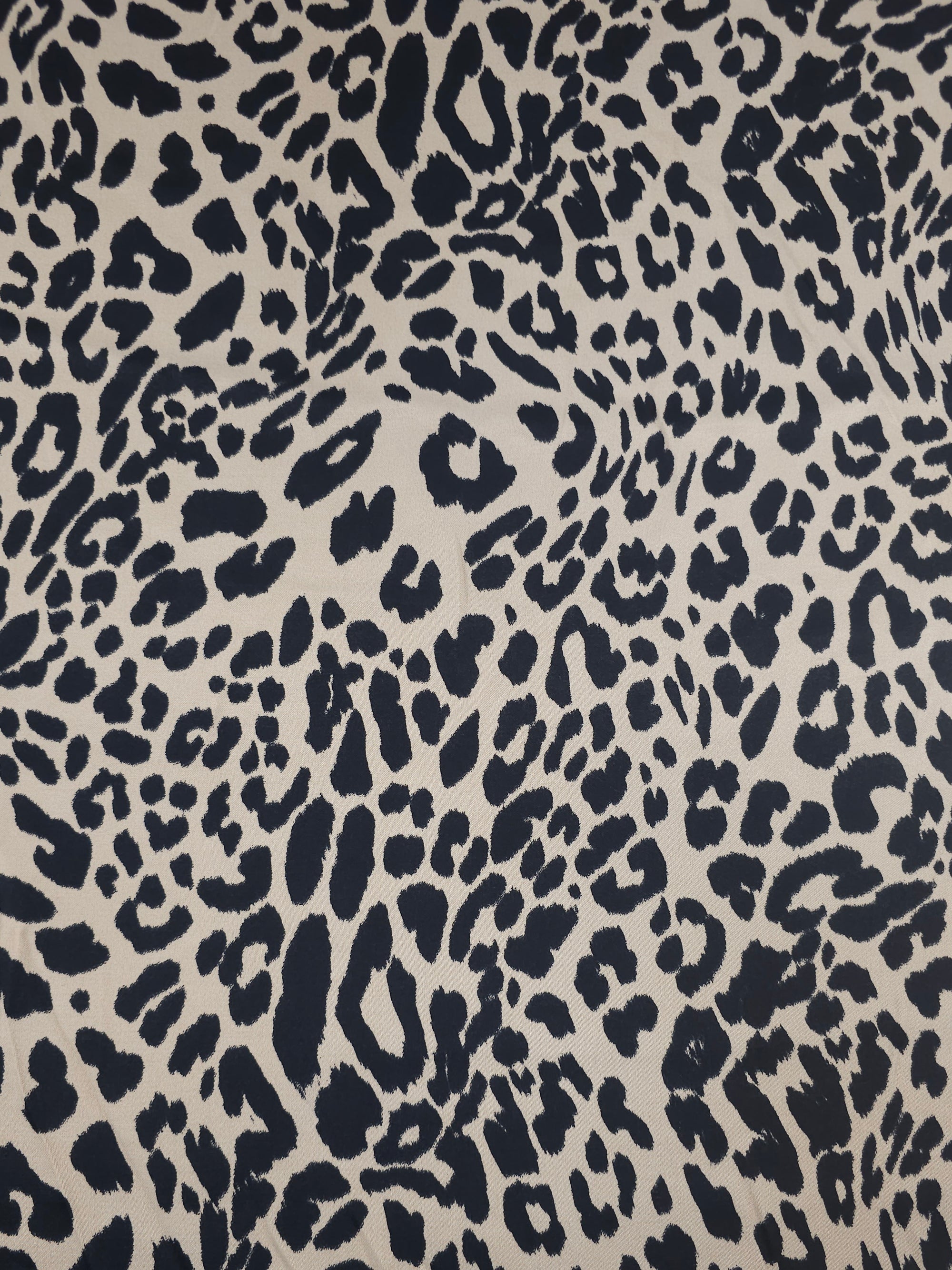 Ecru/Black Leopard Viscose Satin
