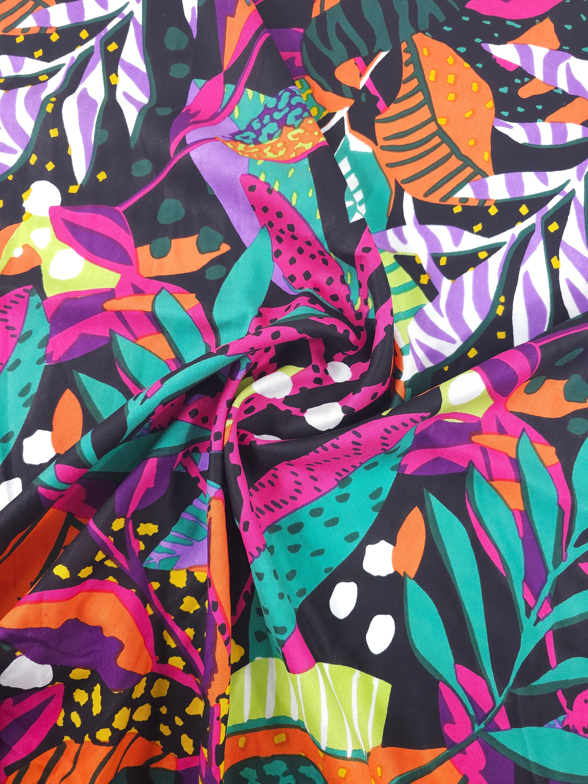 Abstract Wild Palm Leaf Viscose