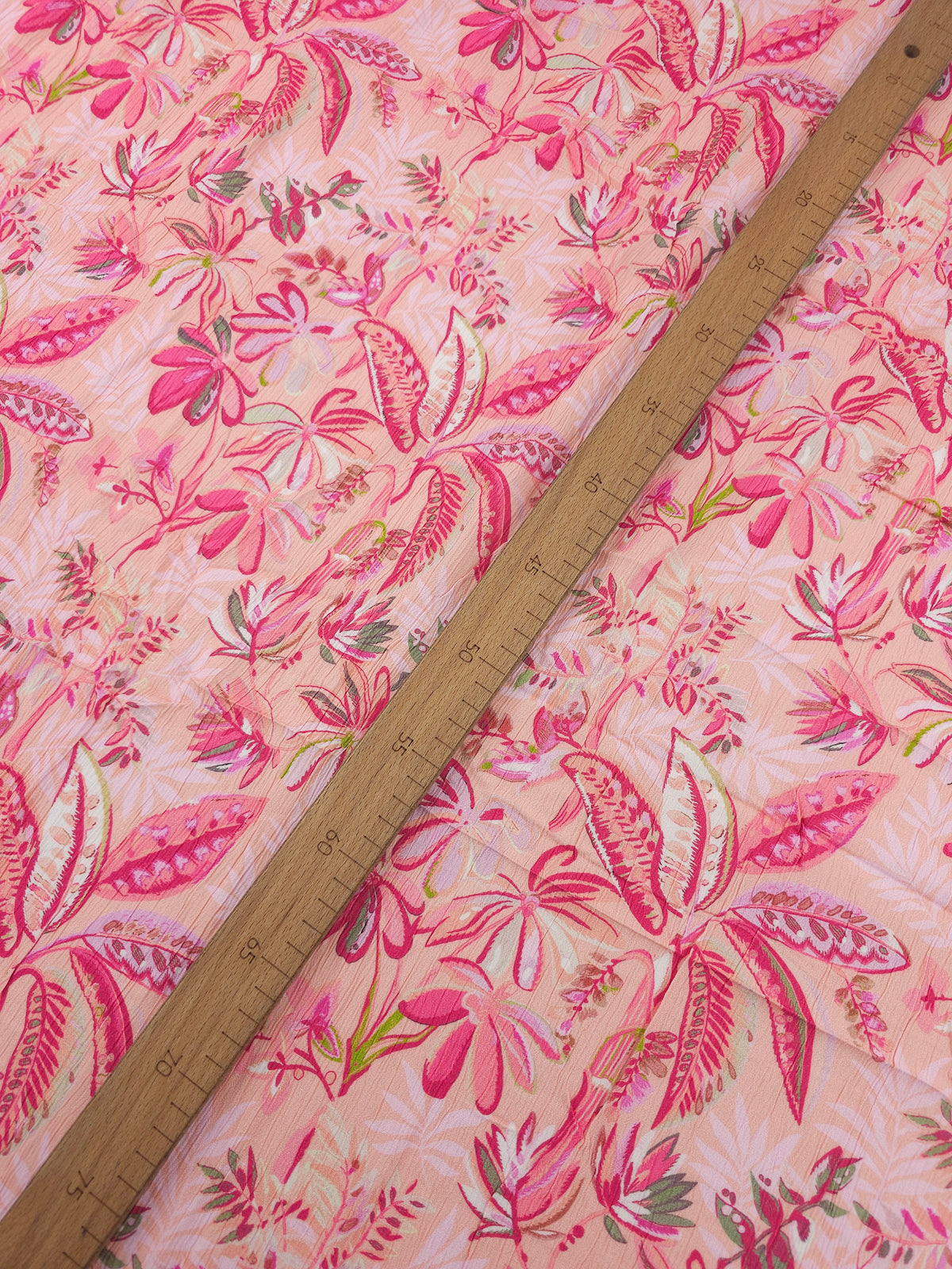 Hot Pink/Peach Fiesta Floral Crinkle Viscose