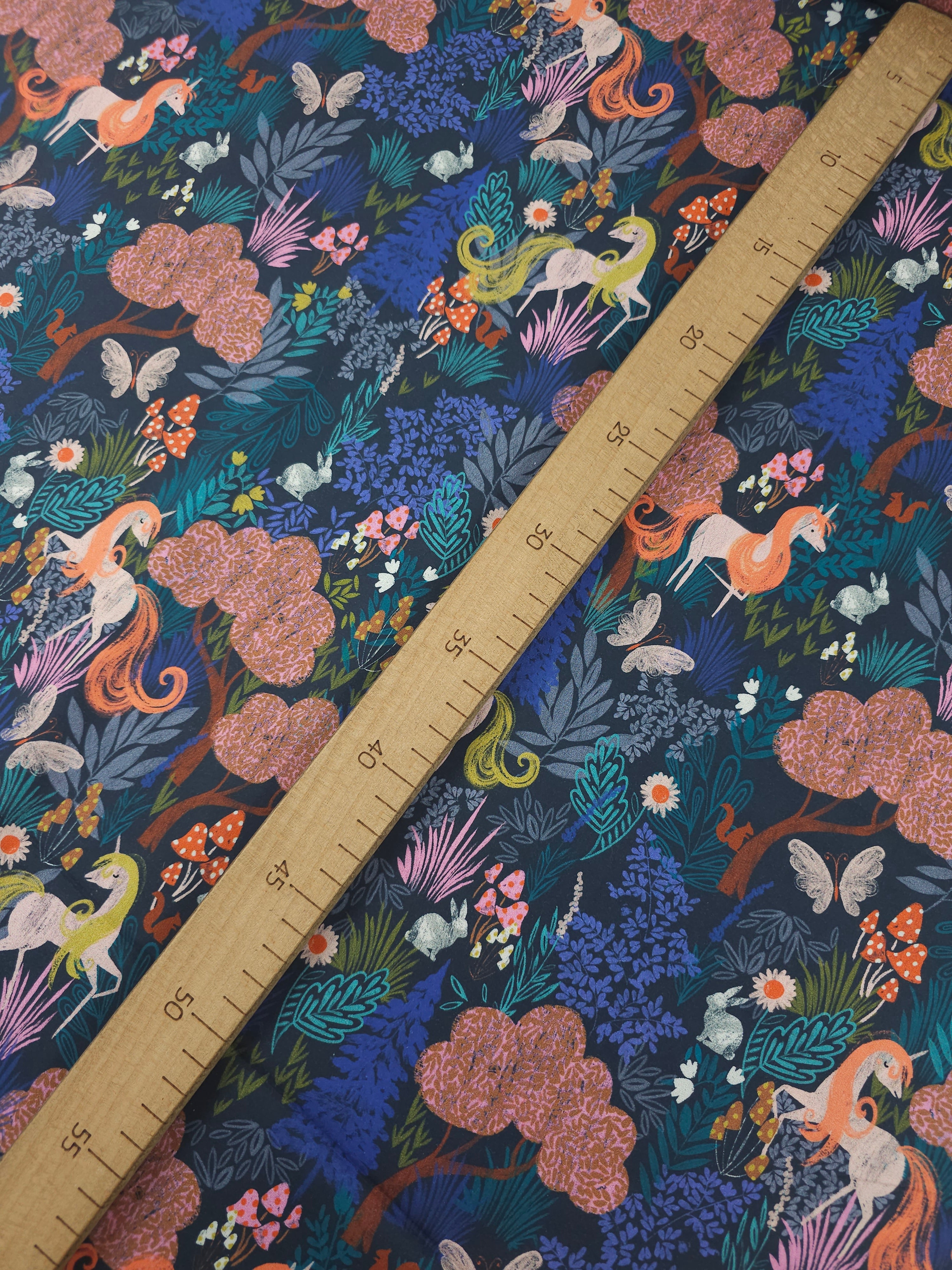 Midnight Unicorn Forest 100% Cotton 57"