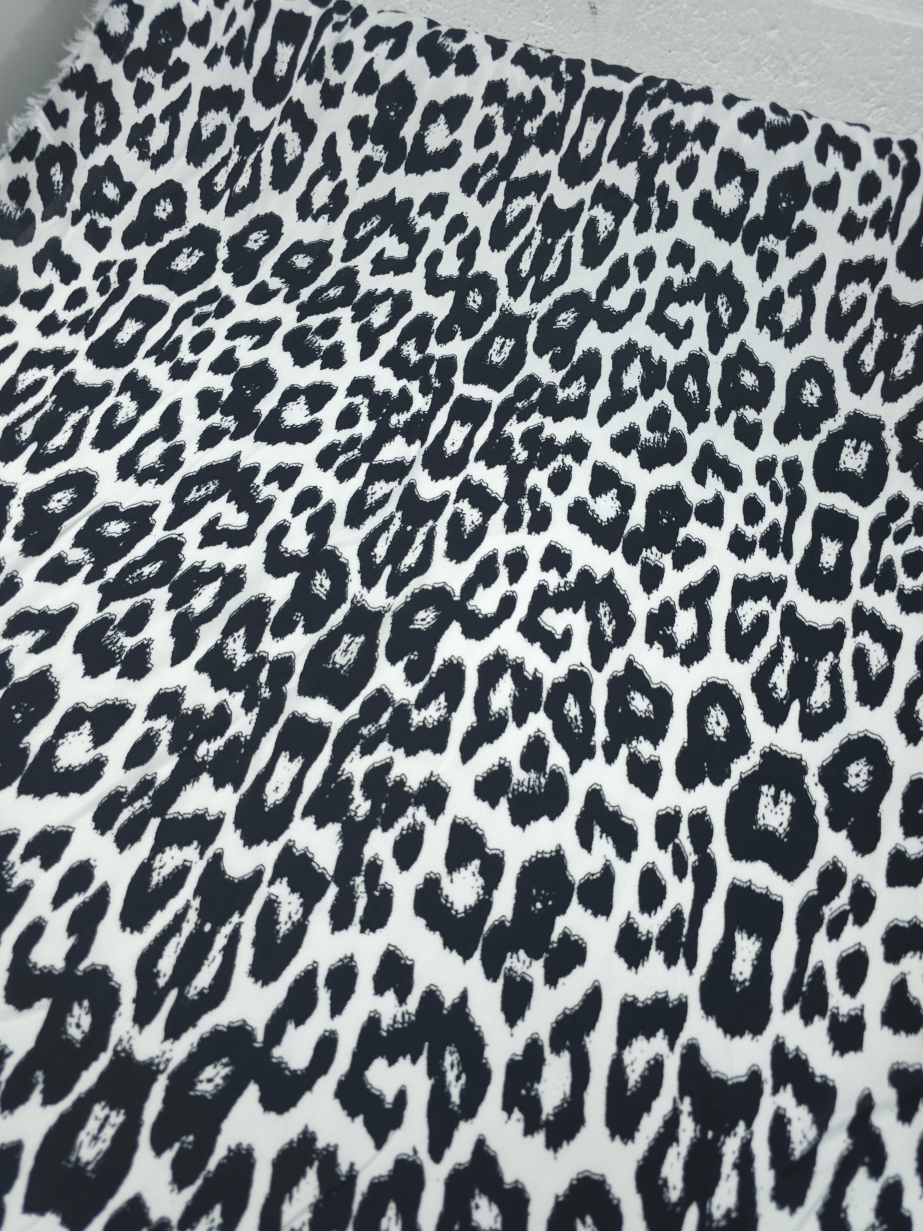 Black/White Leopard Viscose Challis
