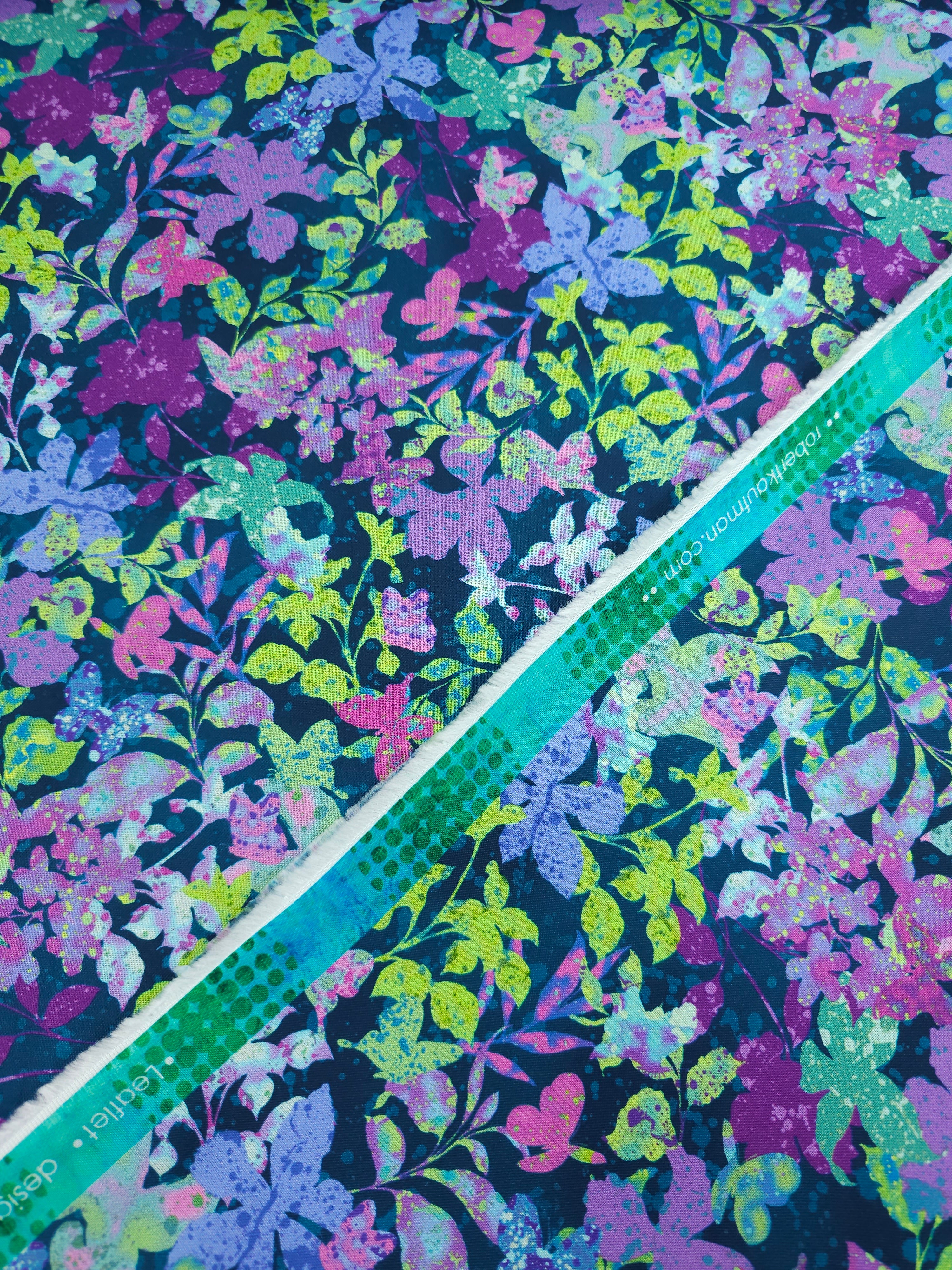 Purple Floral Butterfly 100% Cotton 108" - Robert Kaufman *EXTRA WIDE*