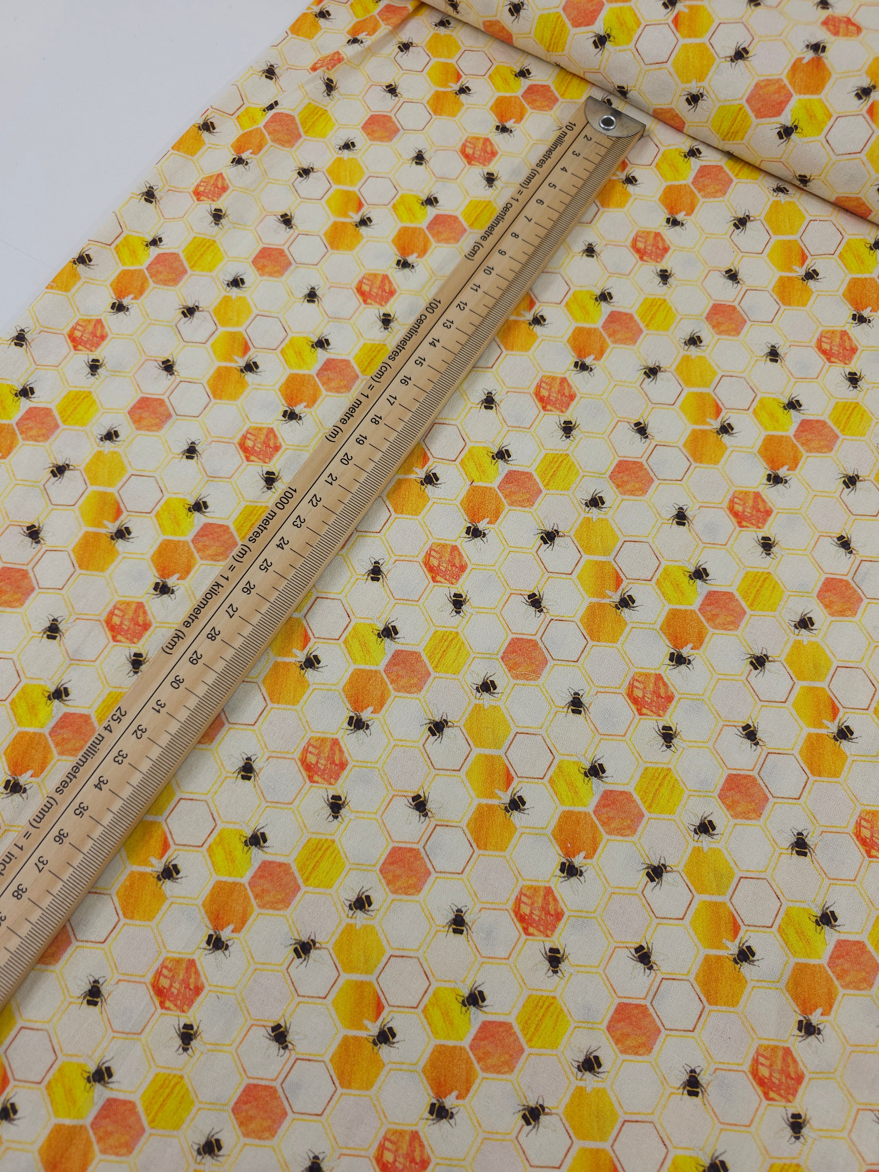 Honeycomb Bees 100% Cotton