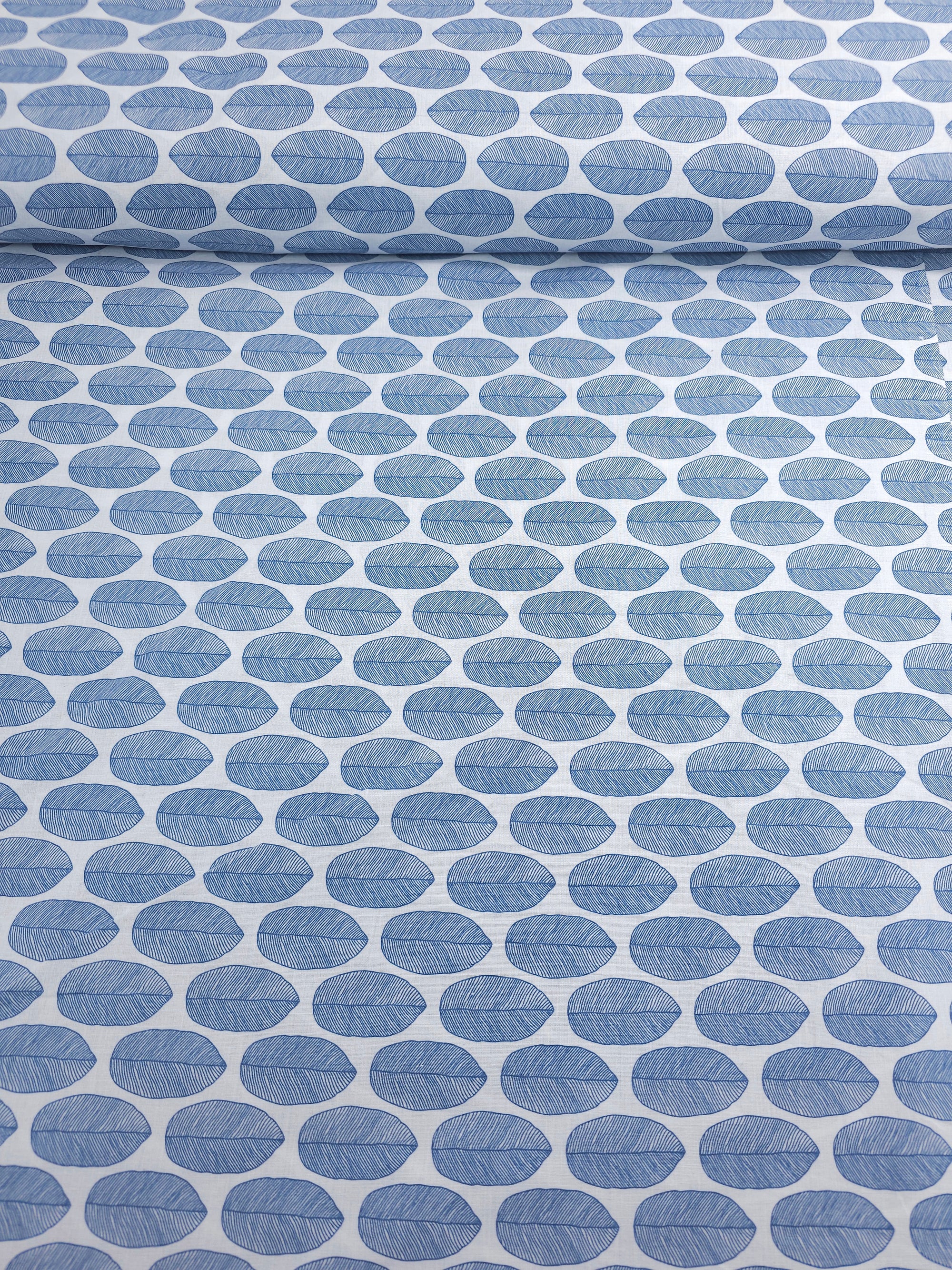 Powder Blue Leaf 100% Cotton 86" *EXTRA WIDE*