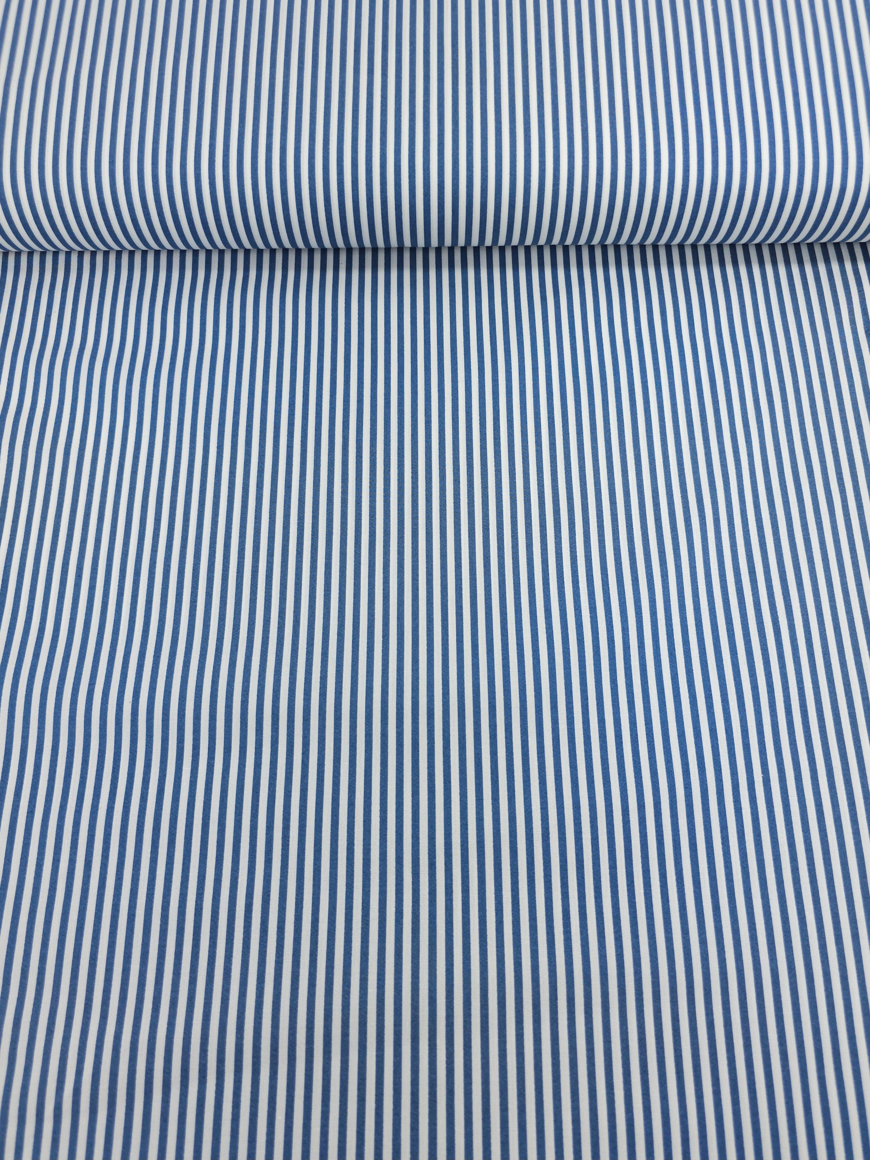 Steel Blue/White Stripe 100% Cotton 103" *EXTRA WIDE*