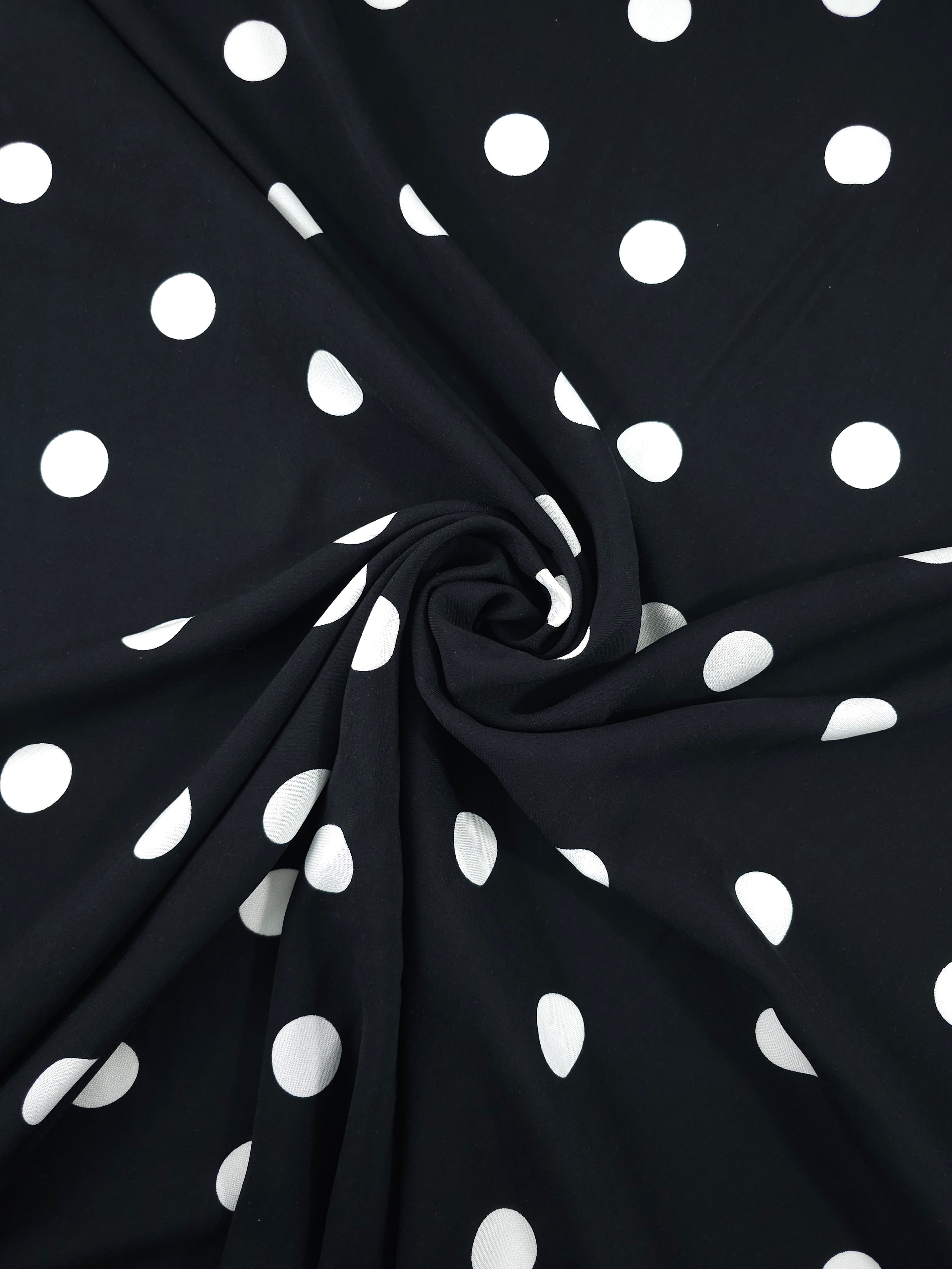 Black/White Polka Spot Viscose Challis