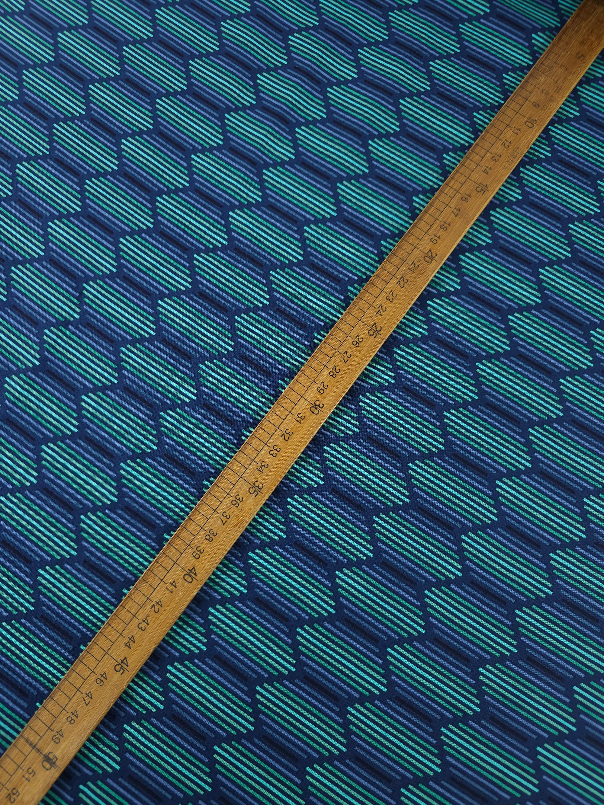 Marine Blue Geometric Haze 100% Cotton - Benartex