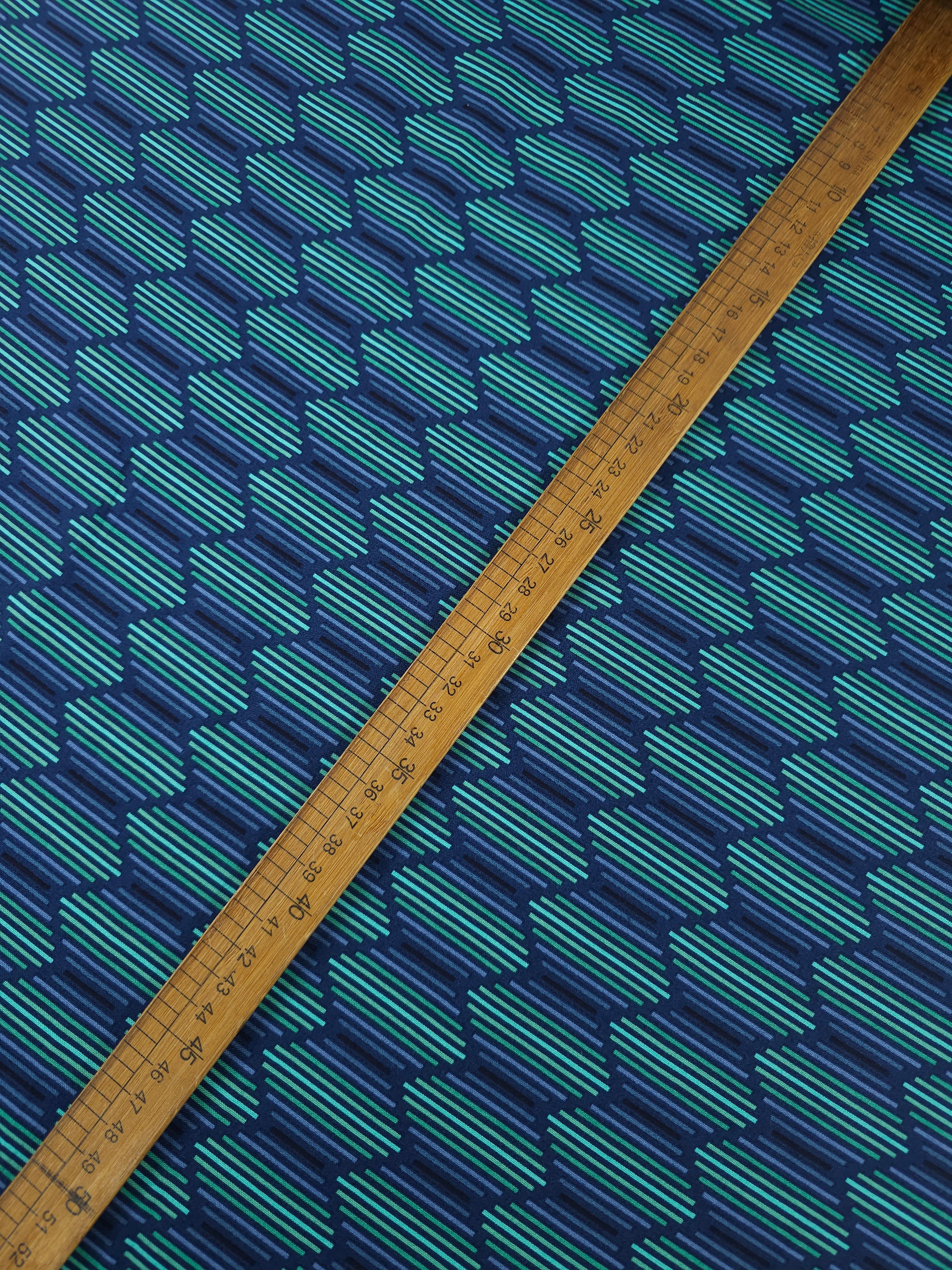 Marine Blue Geometric Haze 100% Cotton - Benartex