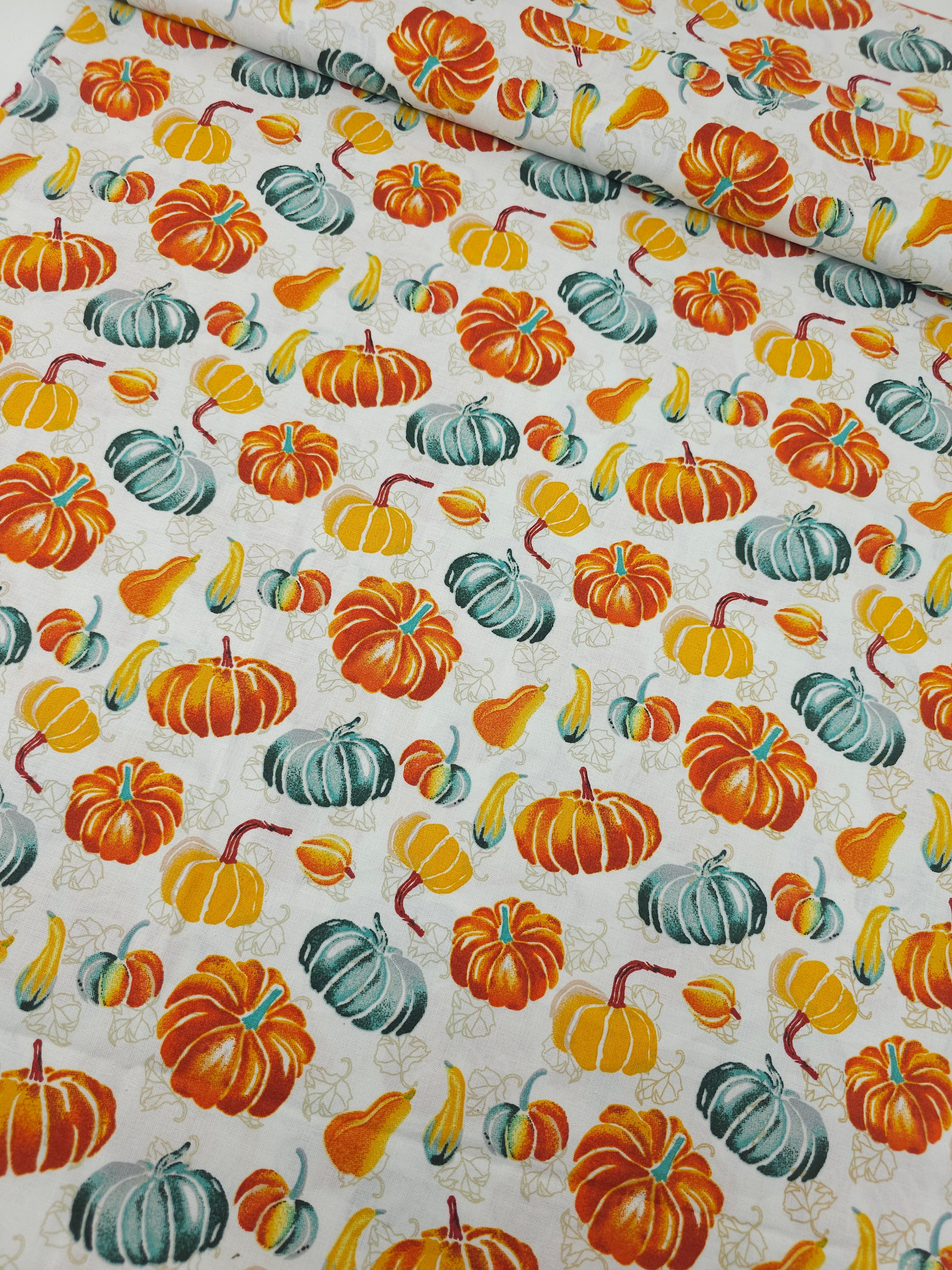 Watercolour Pumpkin Harvest 100% Cotton