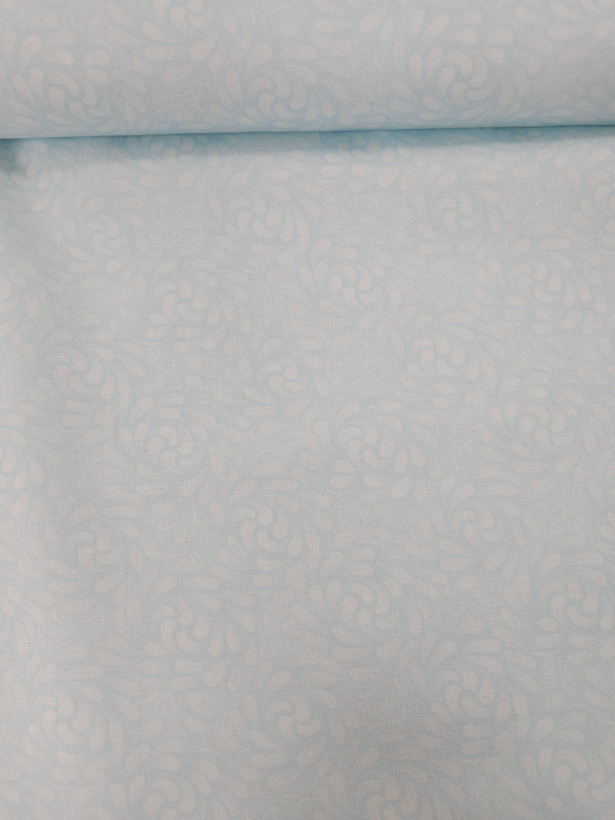 Pale Blue Floral Swash 100% Cotton