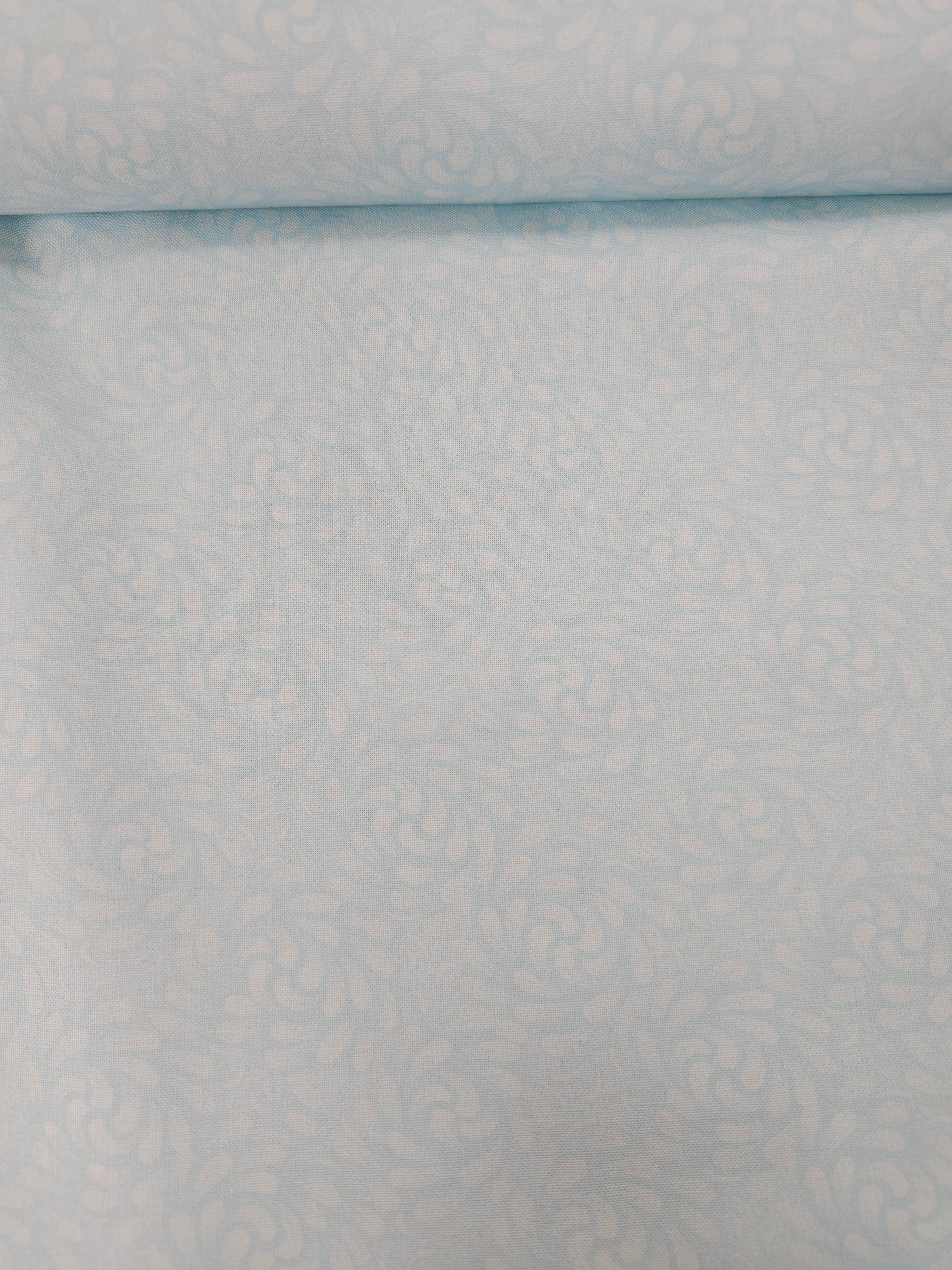 Pale Blue Floral Swash 100% Cotton