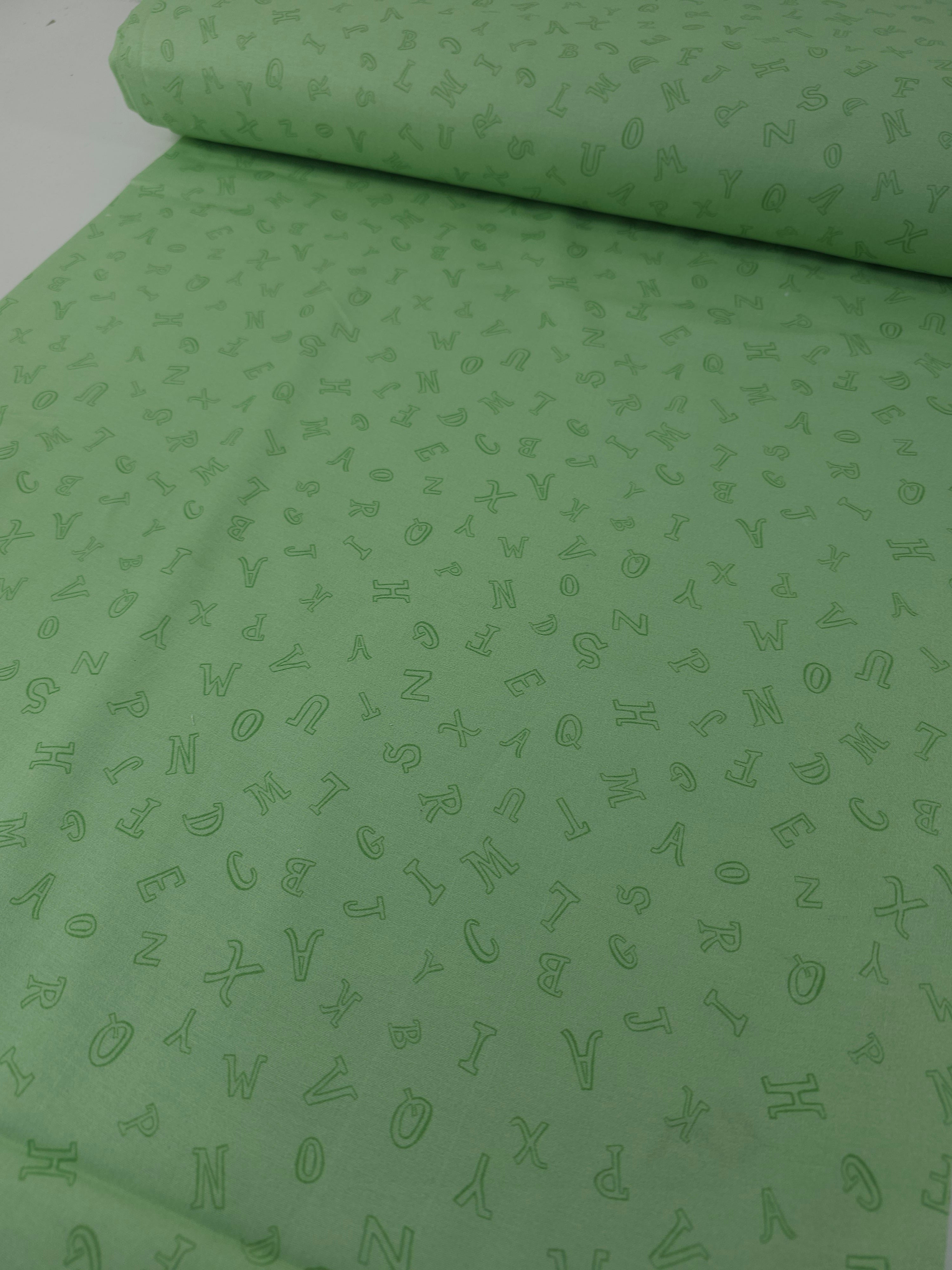 Green Novelty Alphabet 100% Cotton