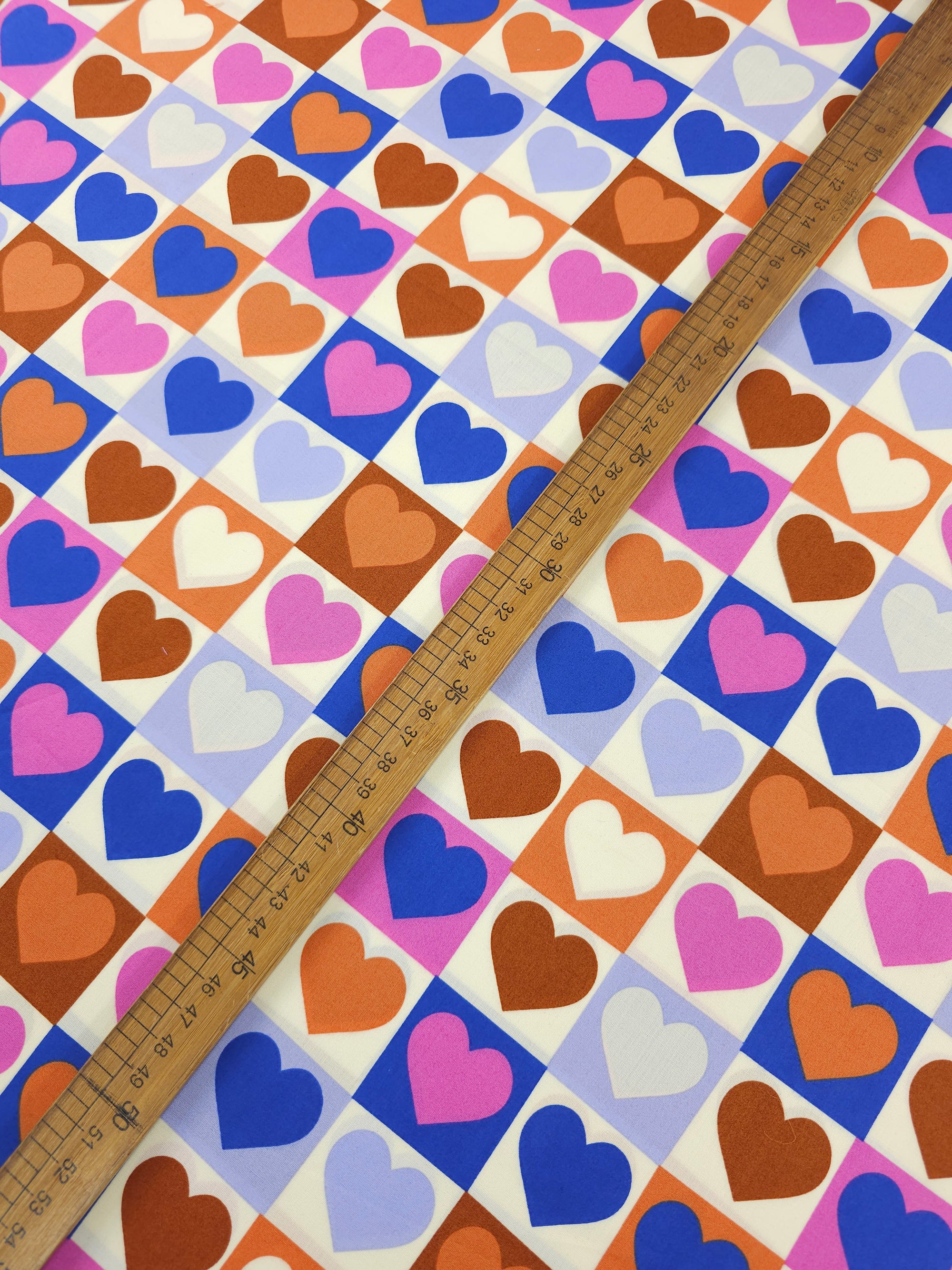 Cool Checkerboard Hearts 100% Cotton 57"