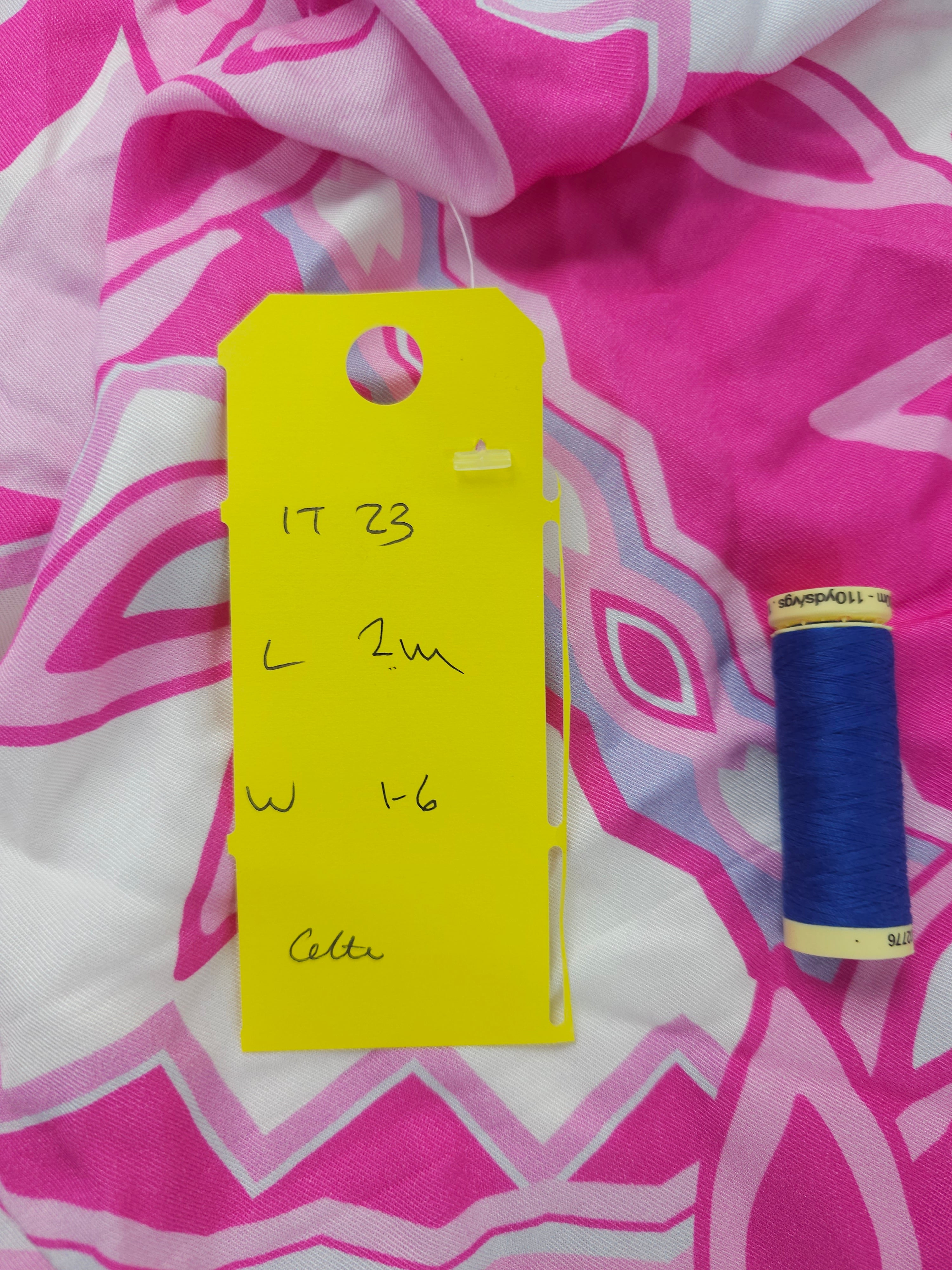 Hot pink lavender design Cotton- 2m piece