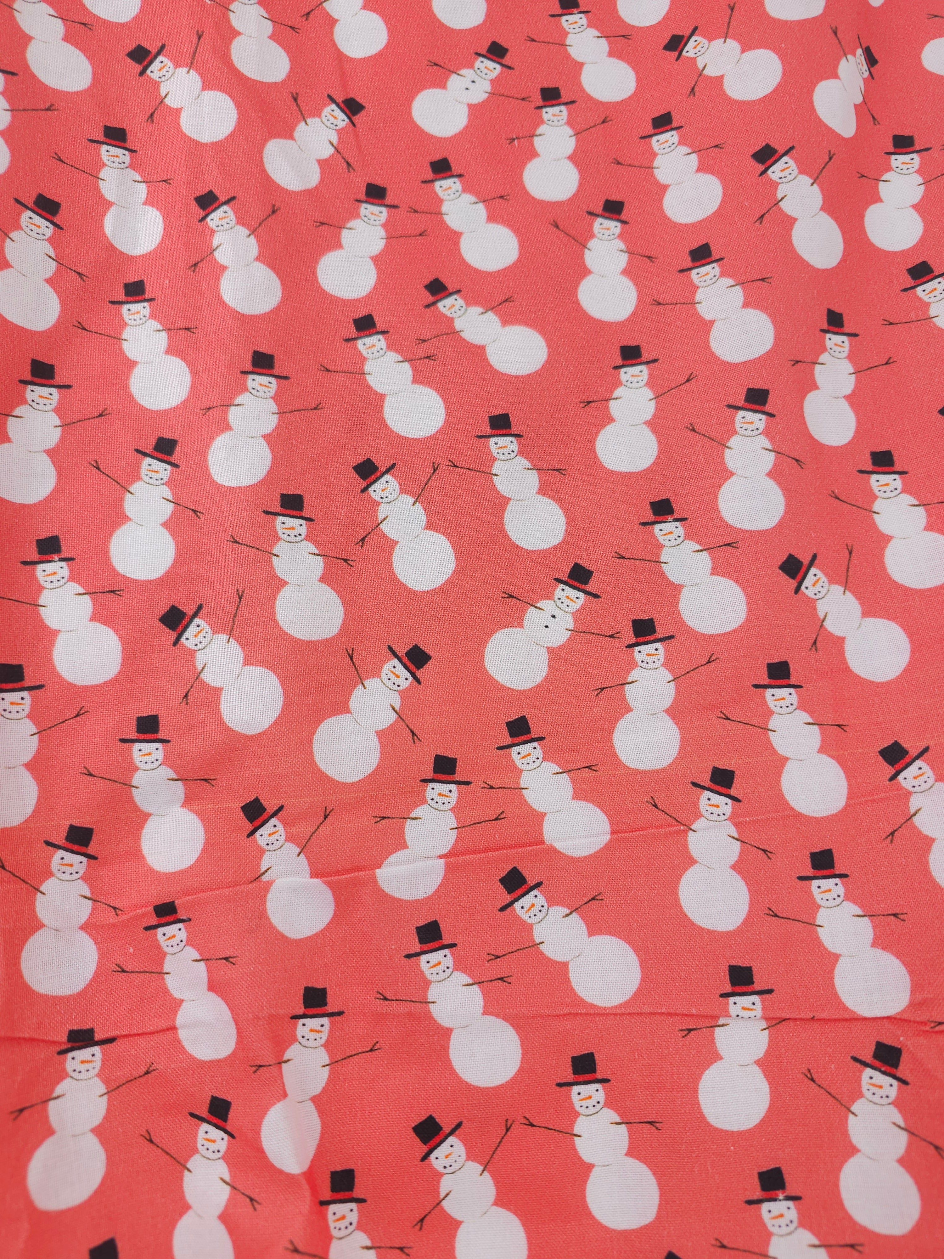 Salmon glitter snowman Cotton- 3.6m piece