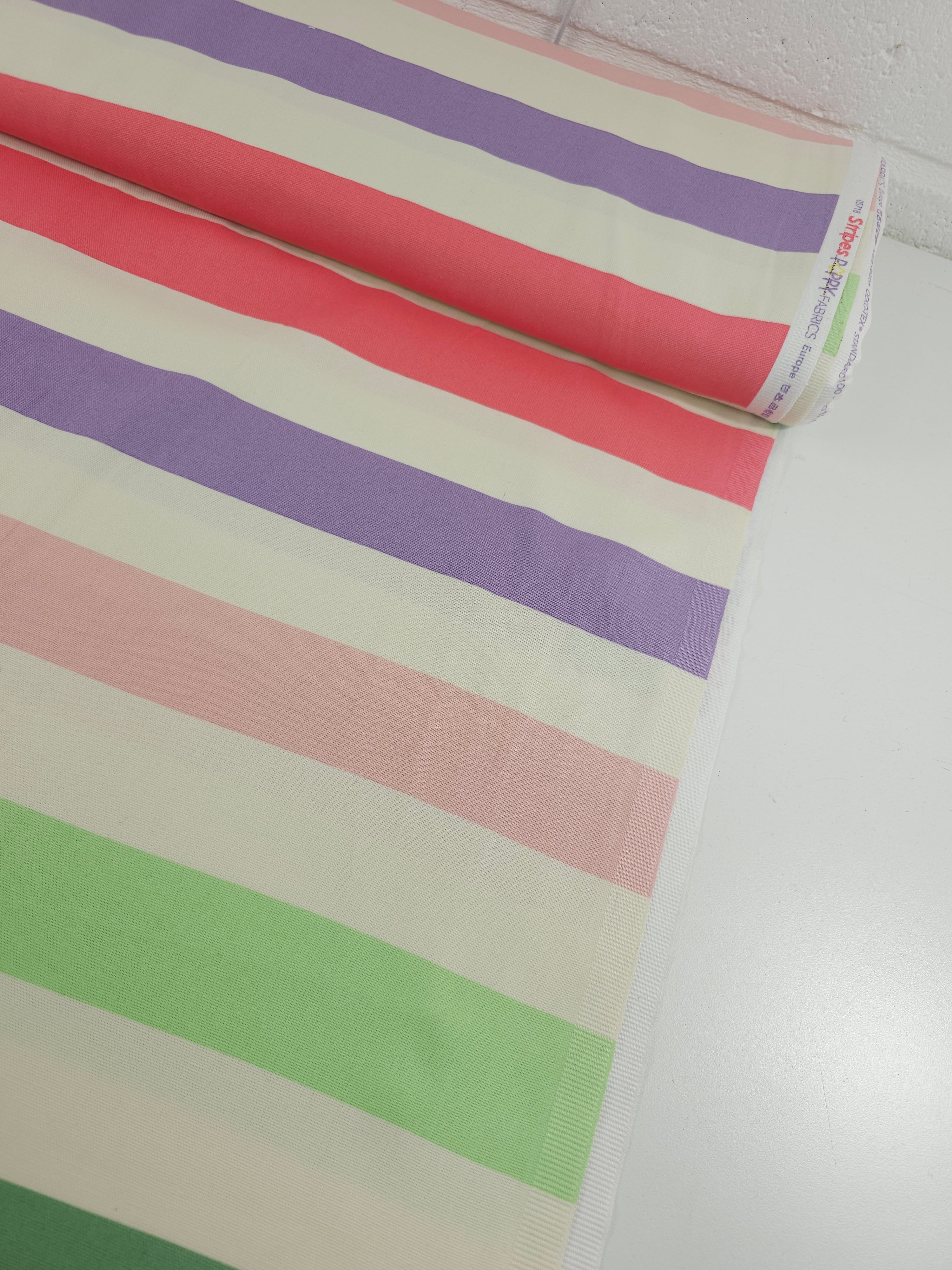 Pastel Fusion Block Stripe Lightweight Canvas Cotton