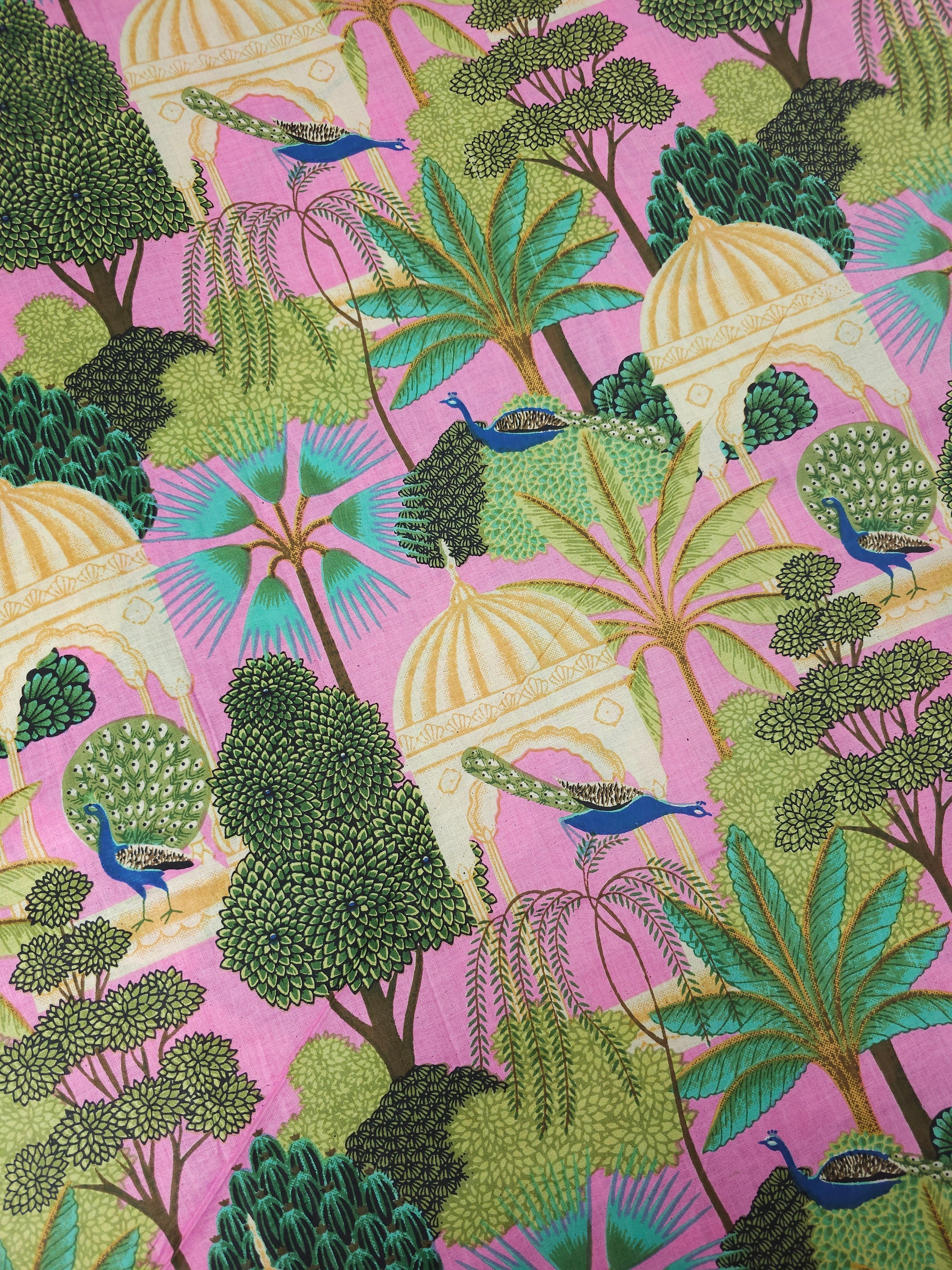 Light Pink Peacock Pavilion Block Print Cotton
