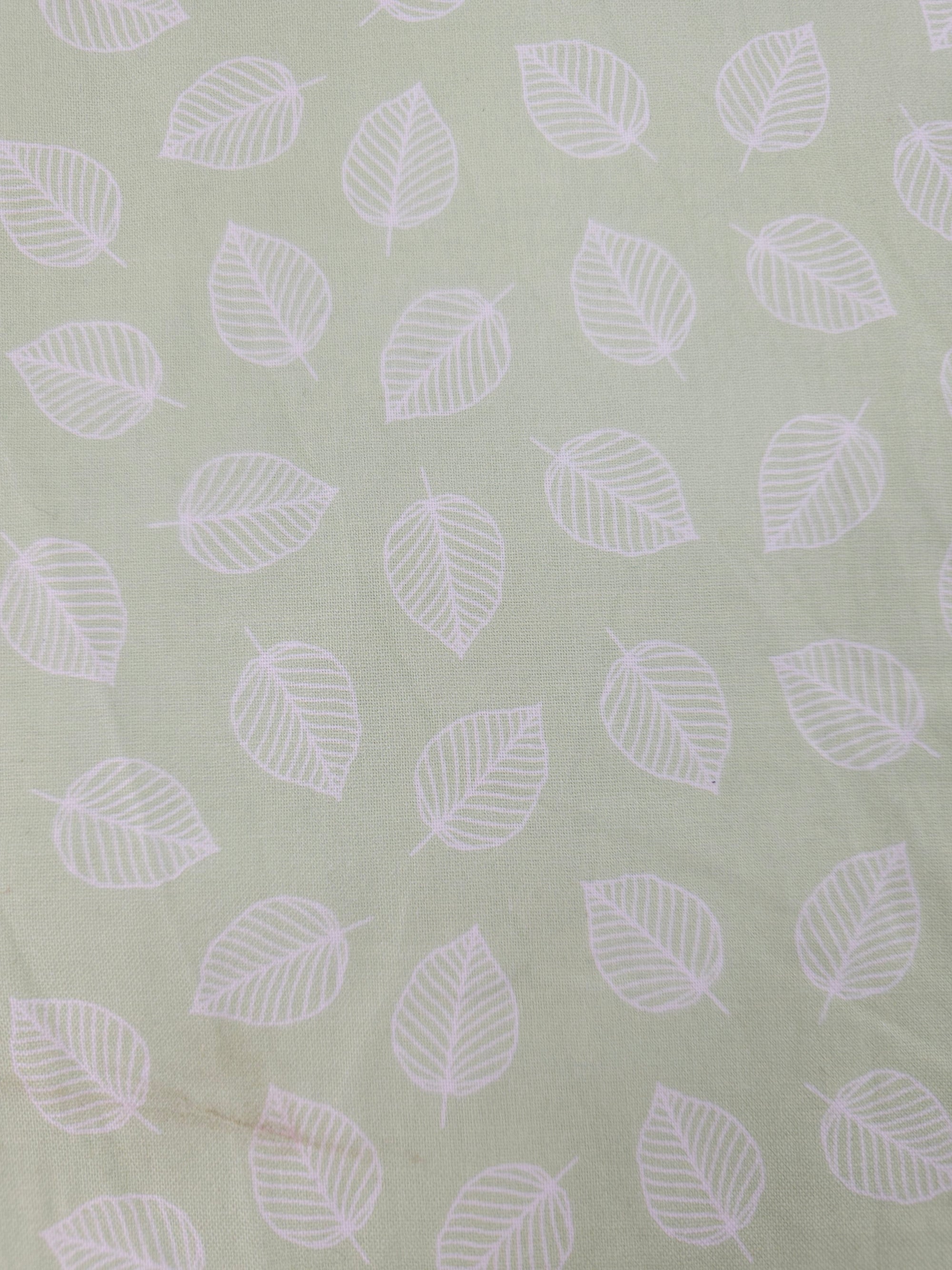 Pale Green Floating Leaf 100% Cotton