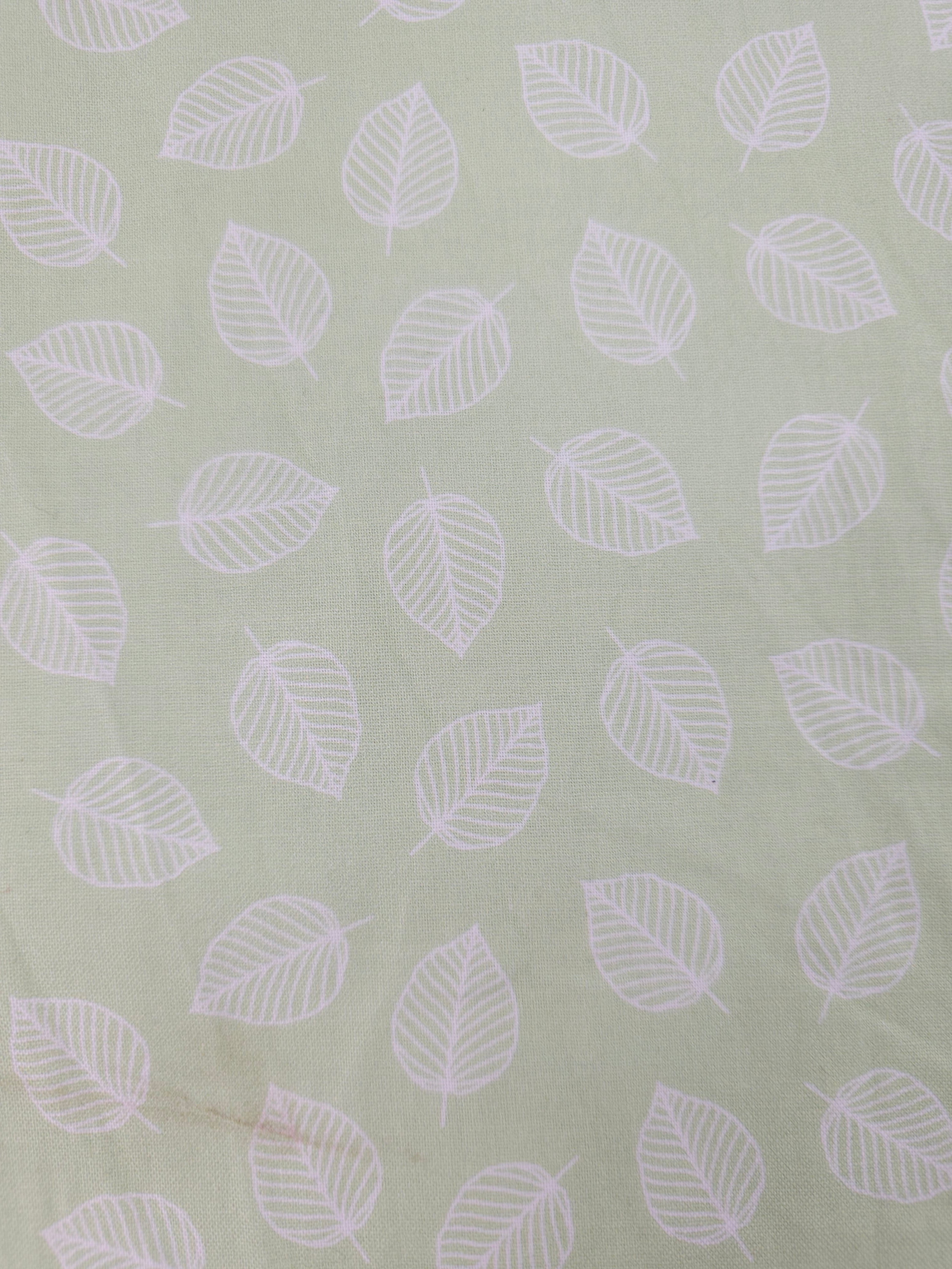 Pale Green Floating Leaf 100% Cotton
