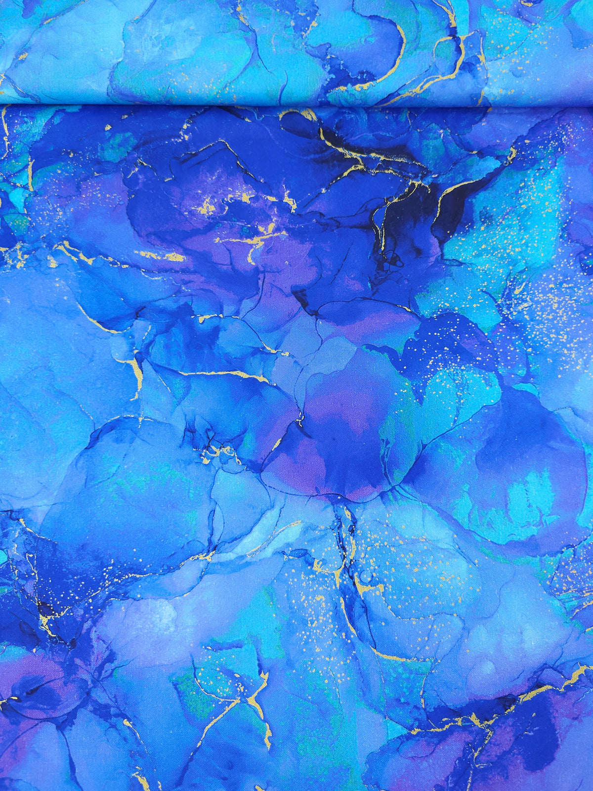 Blue/Purple Gold Marble 100% Cotton