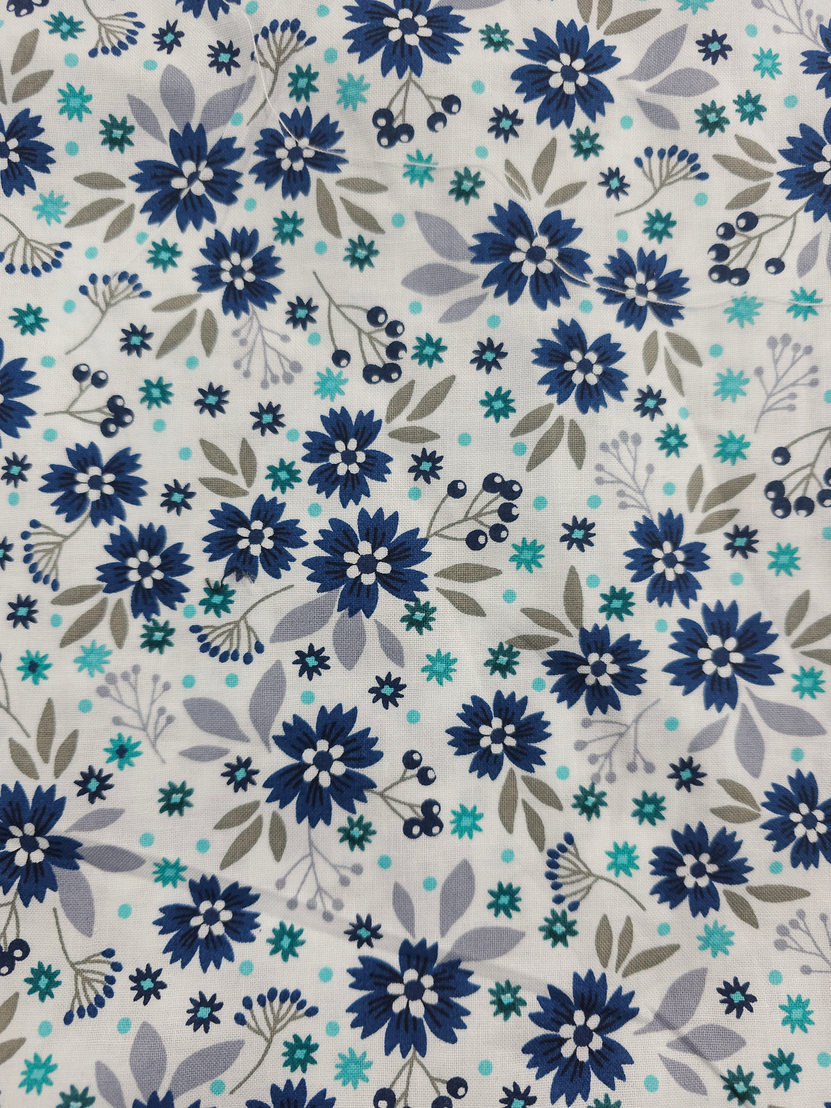 Navy floral Cotton- 1m piece