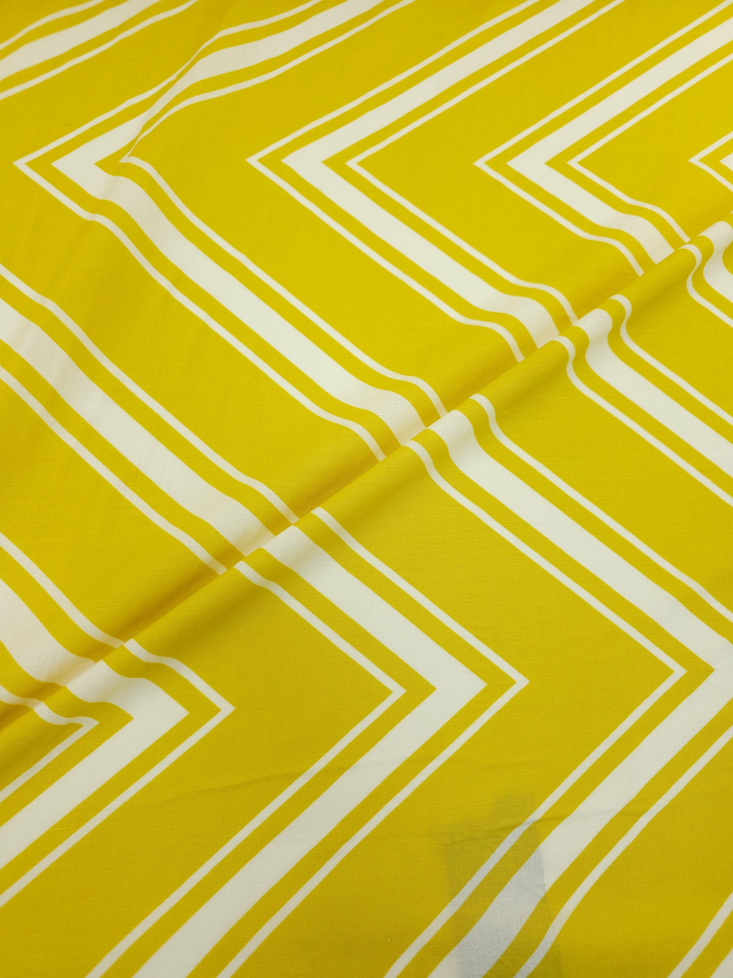 Mustard Yellow ZigZag Viscose Challis *DEFECT*