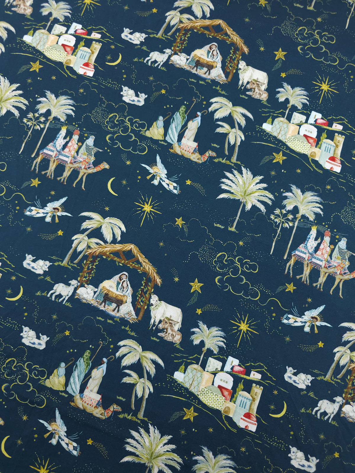 Navy Silent Night Scenic 100% Cotton