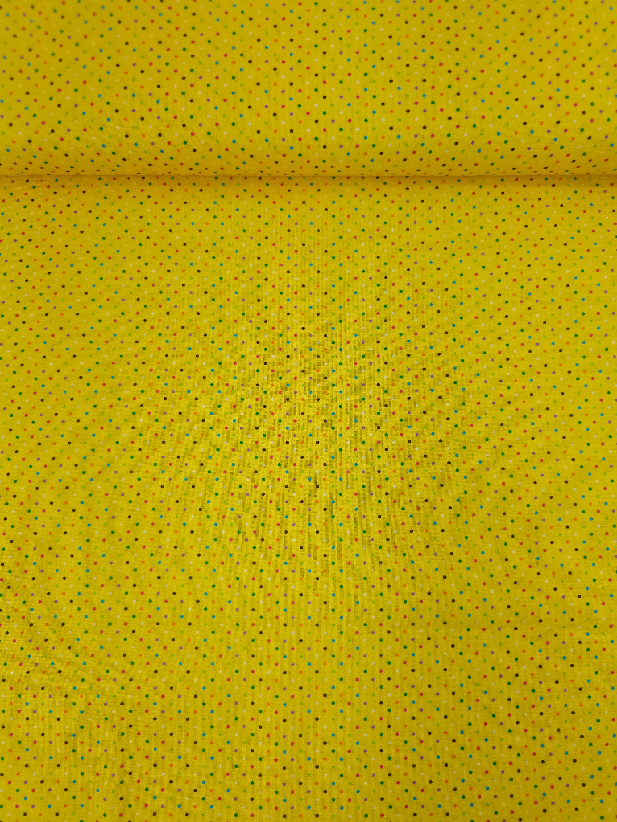Yellow/Multicolour Mini Polka Dot 100% Cotton