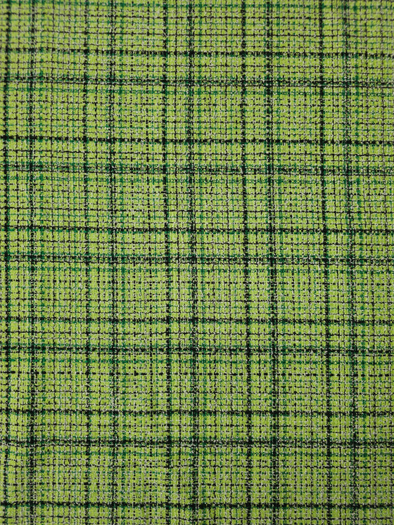 Lime Green/Black Tartan Acrylic Wool
