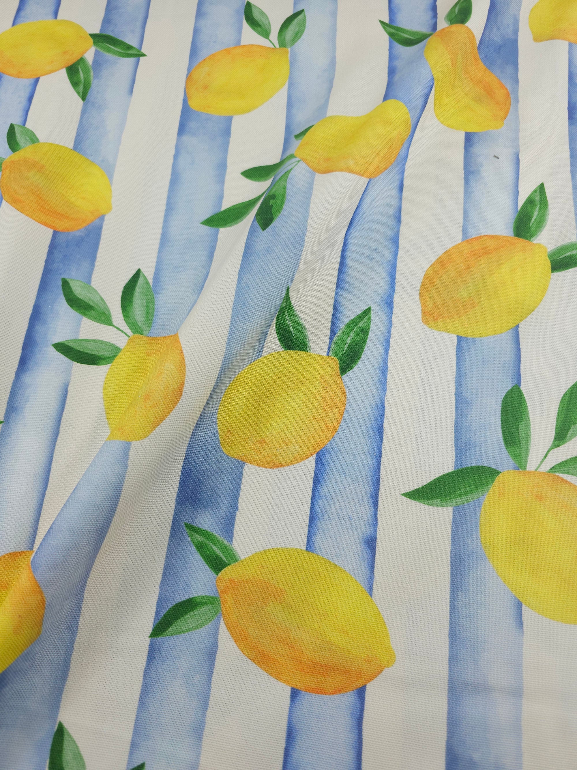 Falling Lemons Block Stripe Lightweight Canvas Cotton