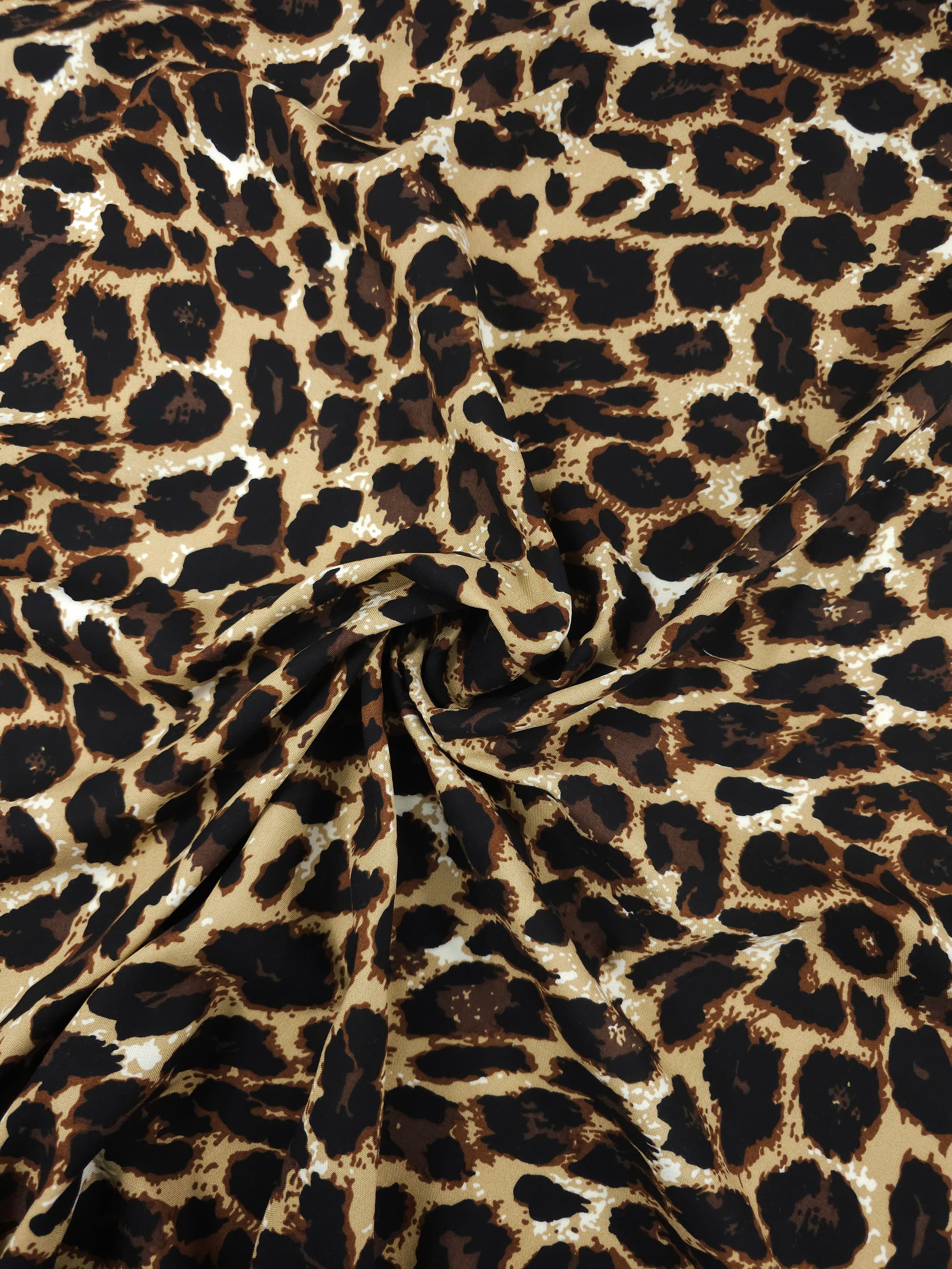 Brown Tones Leopard Viscose Challis