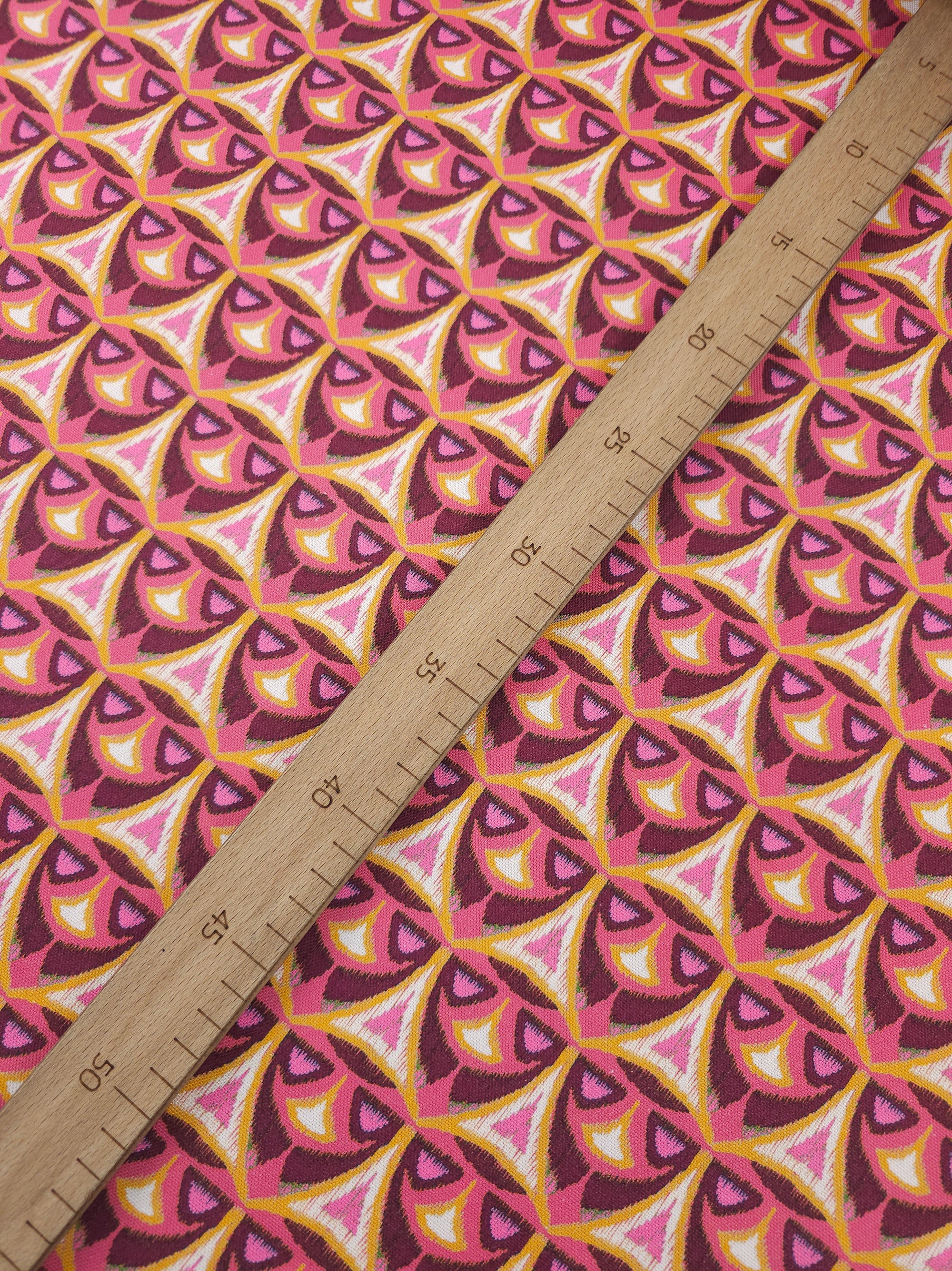 Grape/Orange Abstract Motif Badge Lightweight Canvas Cotton