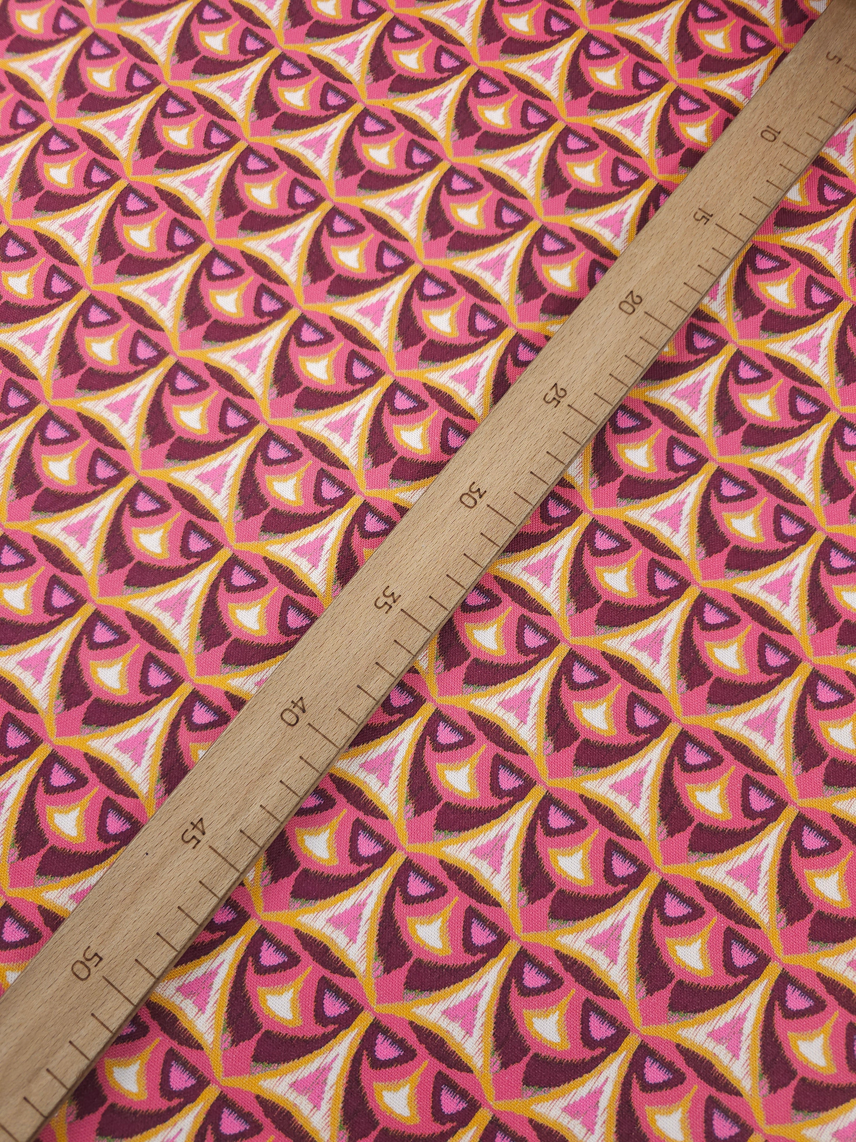 Grape/Orange Abstract Motif Badge Lightweight Canvas Cotton