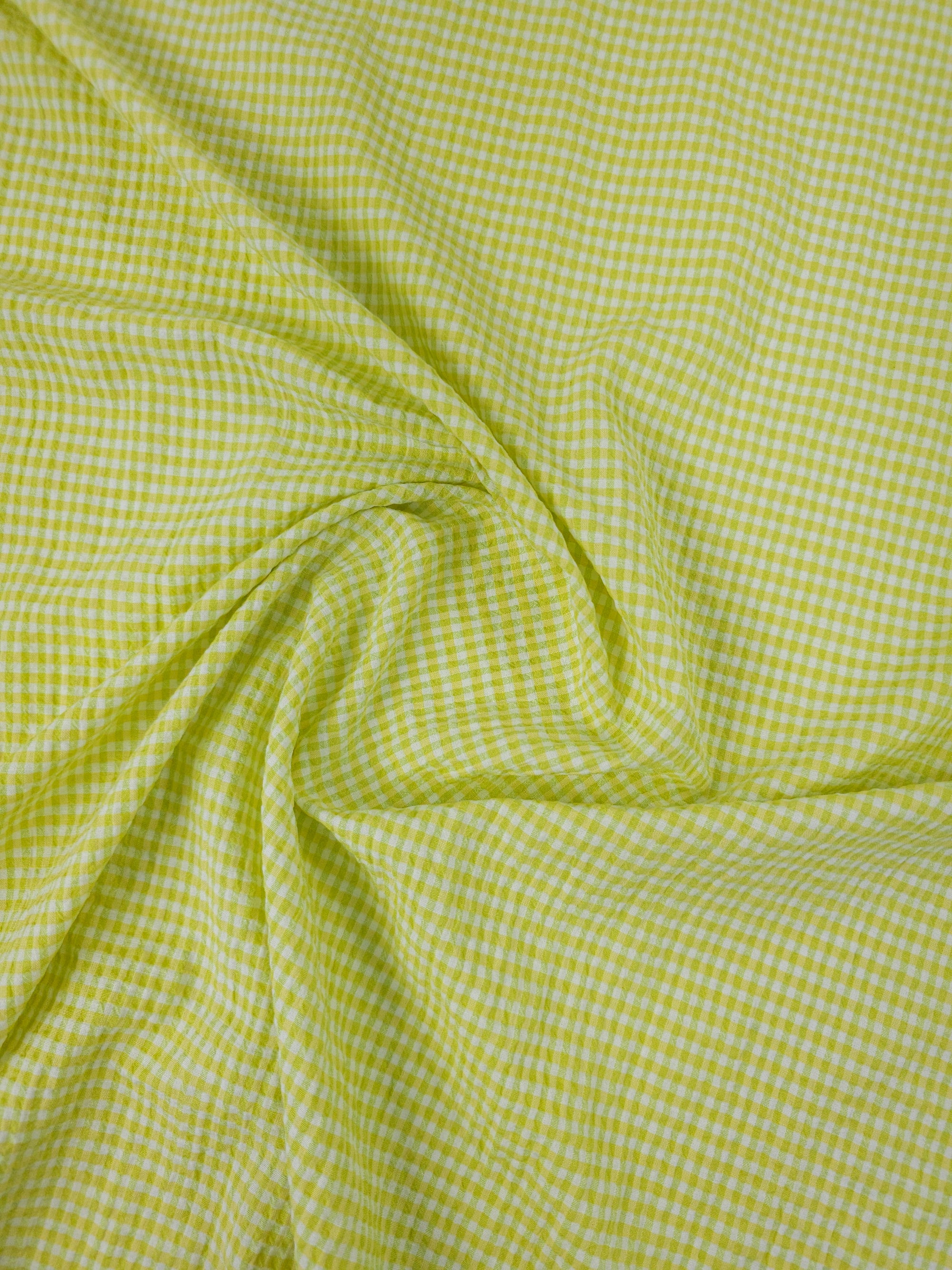 Lime/Yellow Mini Gingham Crinkle Cotton