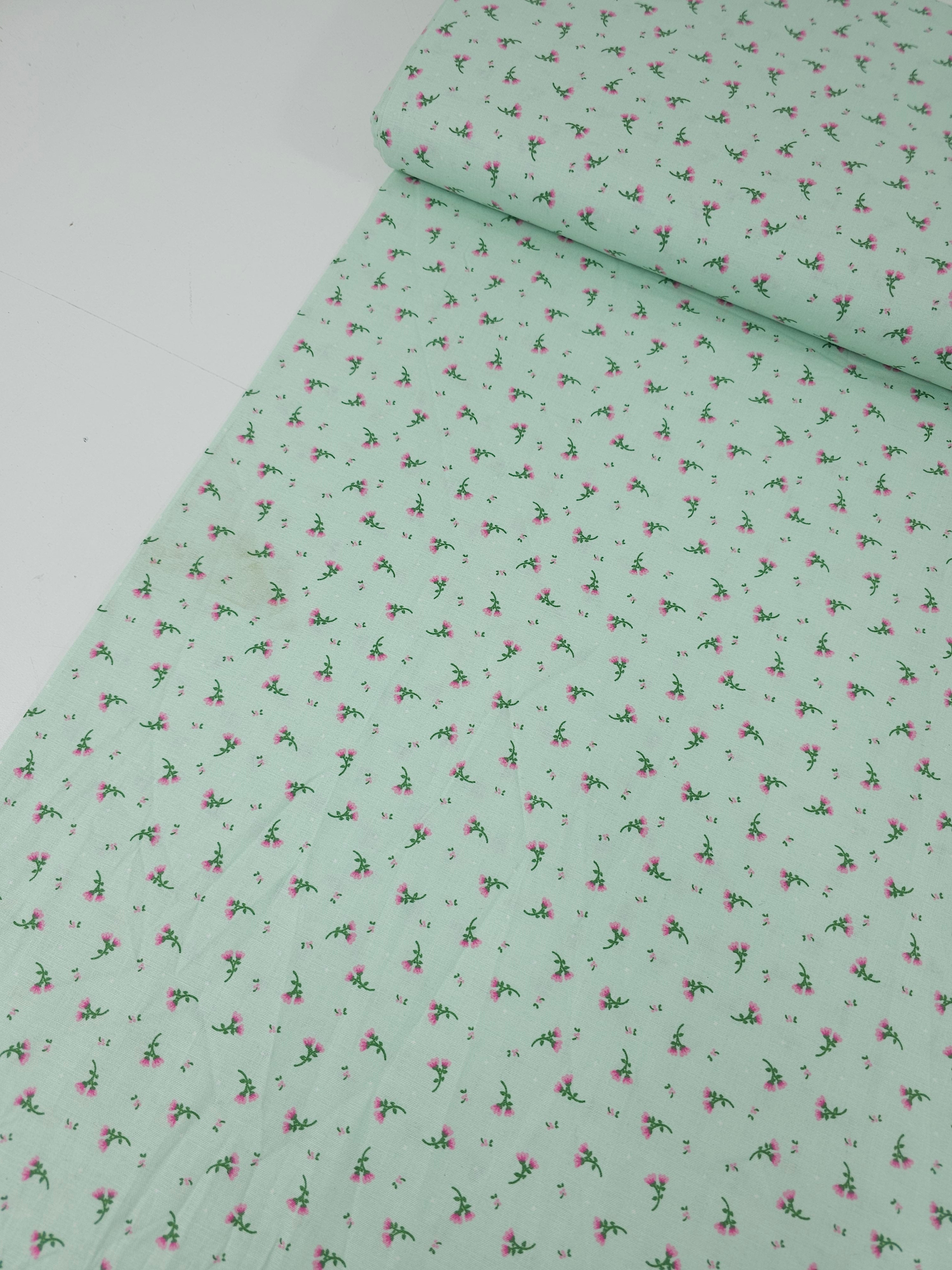 Mint Green Floating Flower 100% Cotton
