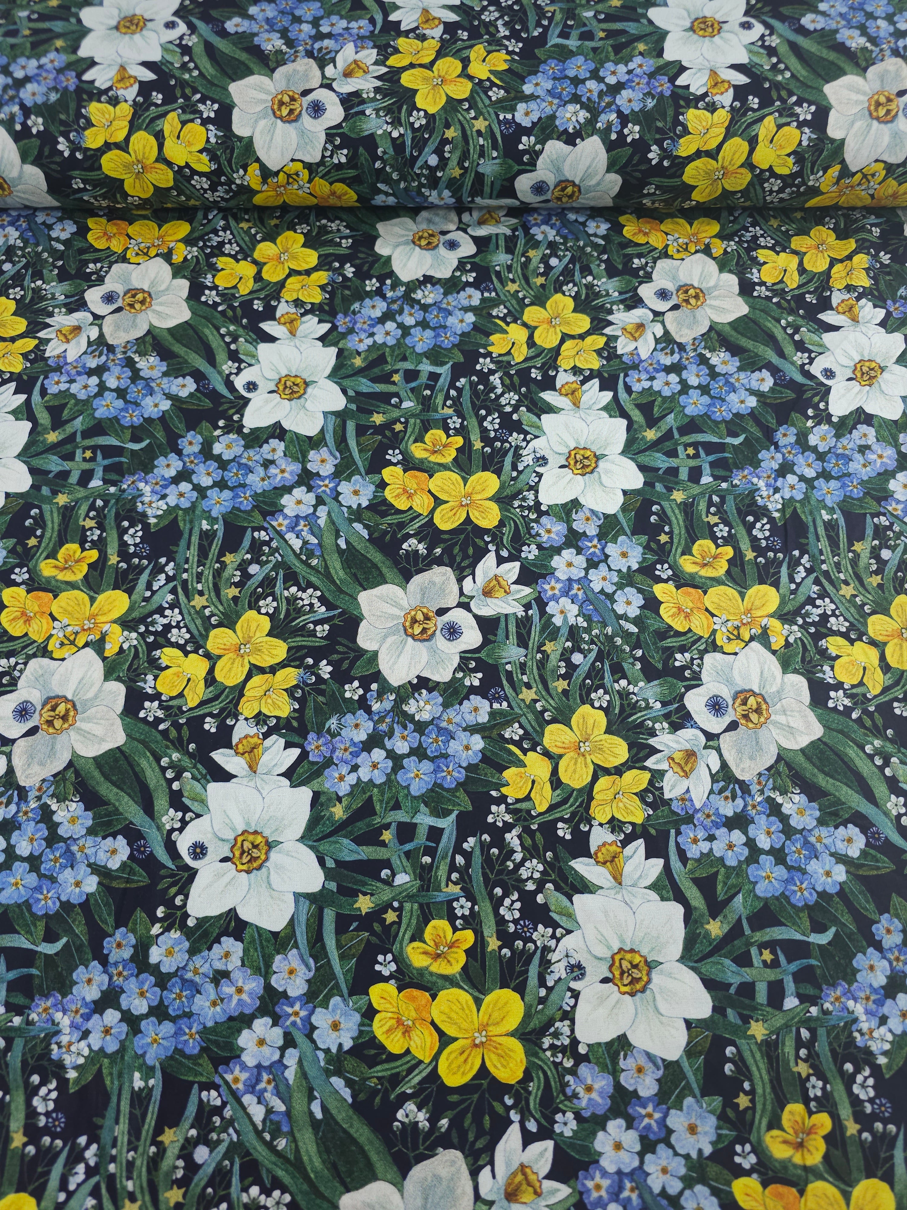 Floral Night Garden 100% Cotton - Free Spirit