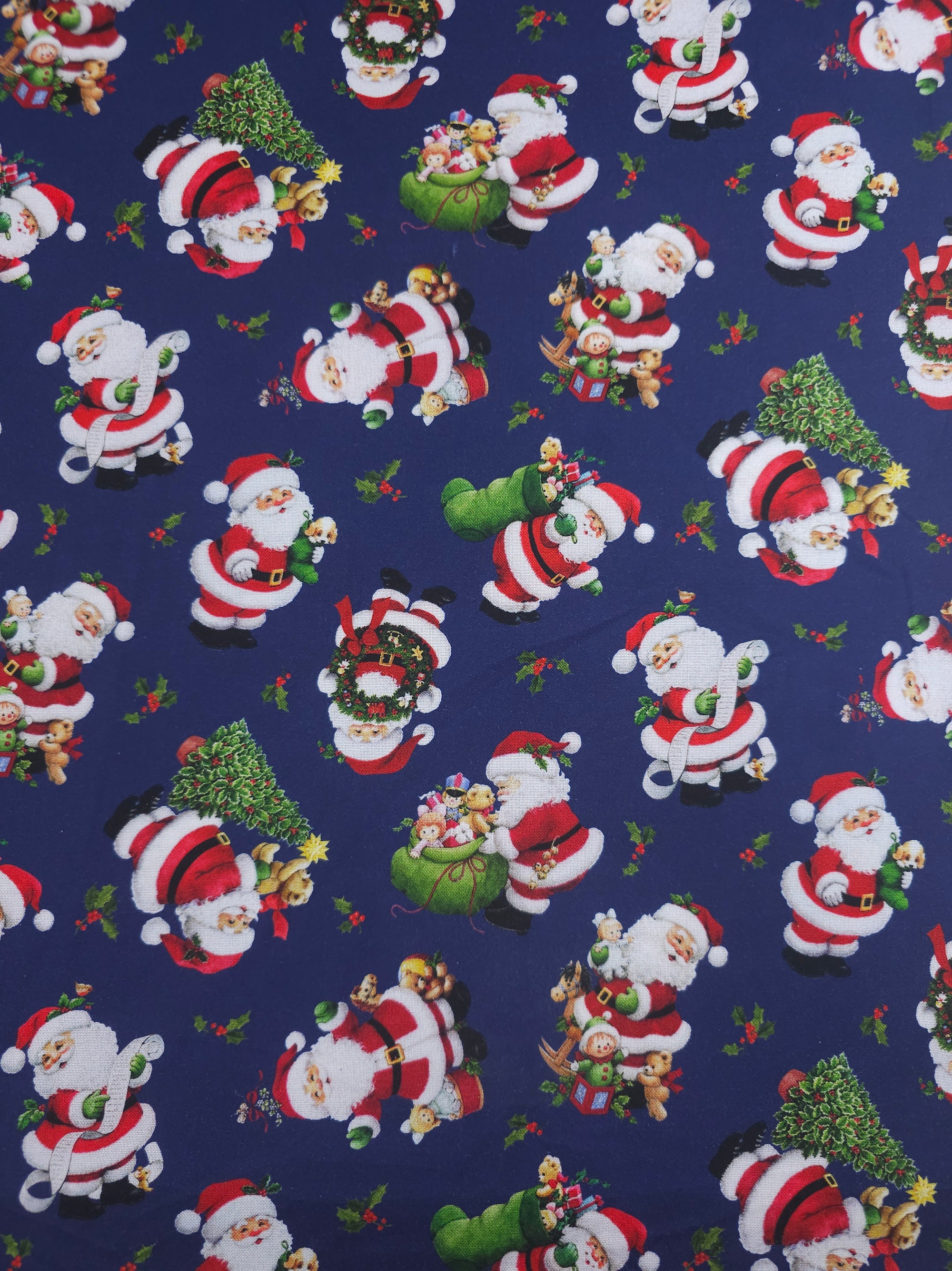 Navy Jolly Santa 100% Cotton