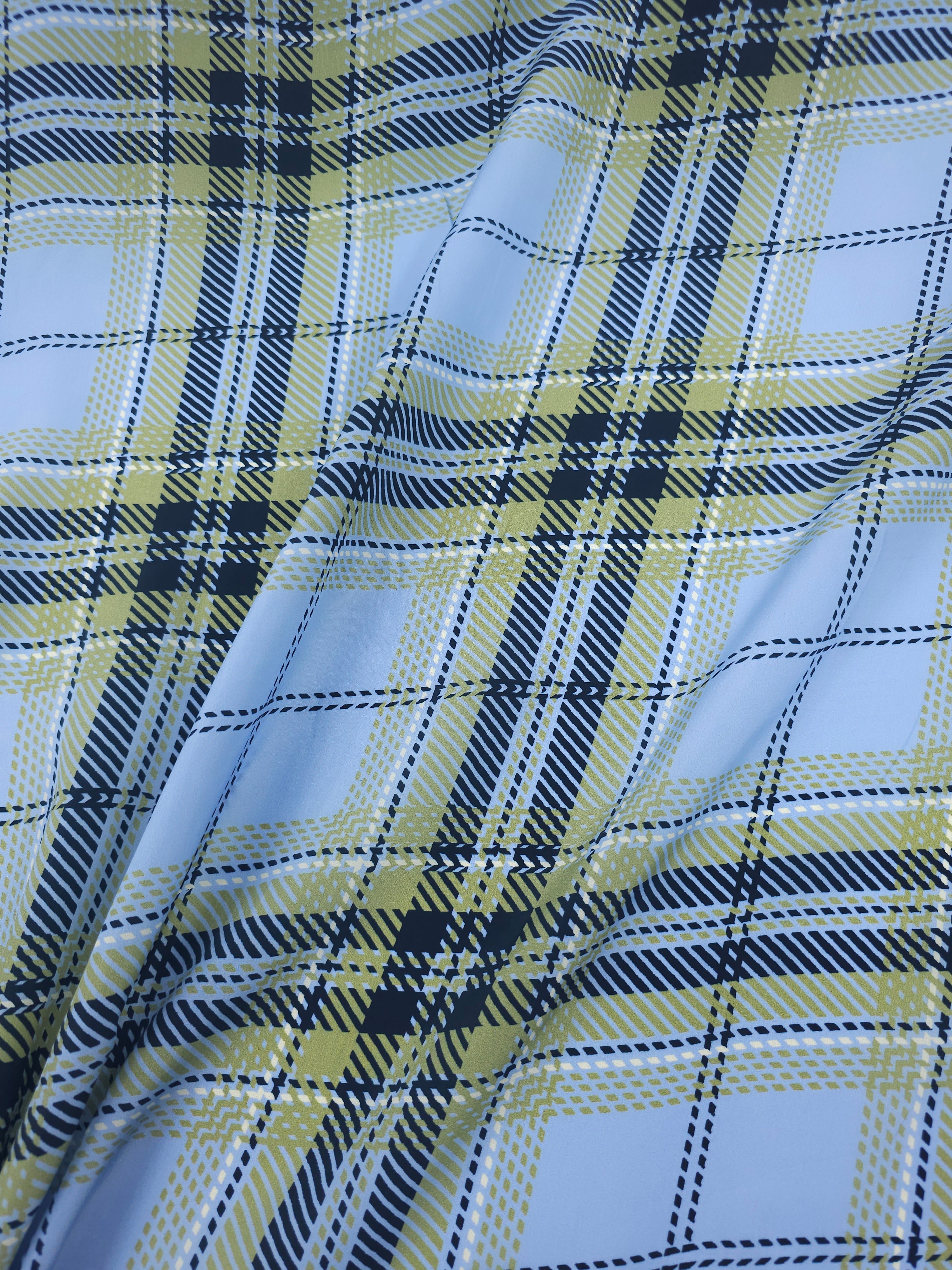 Baby Blue Tartan Cupro