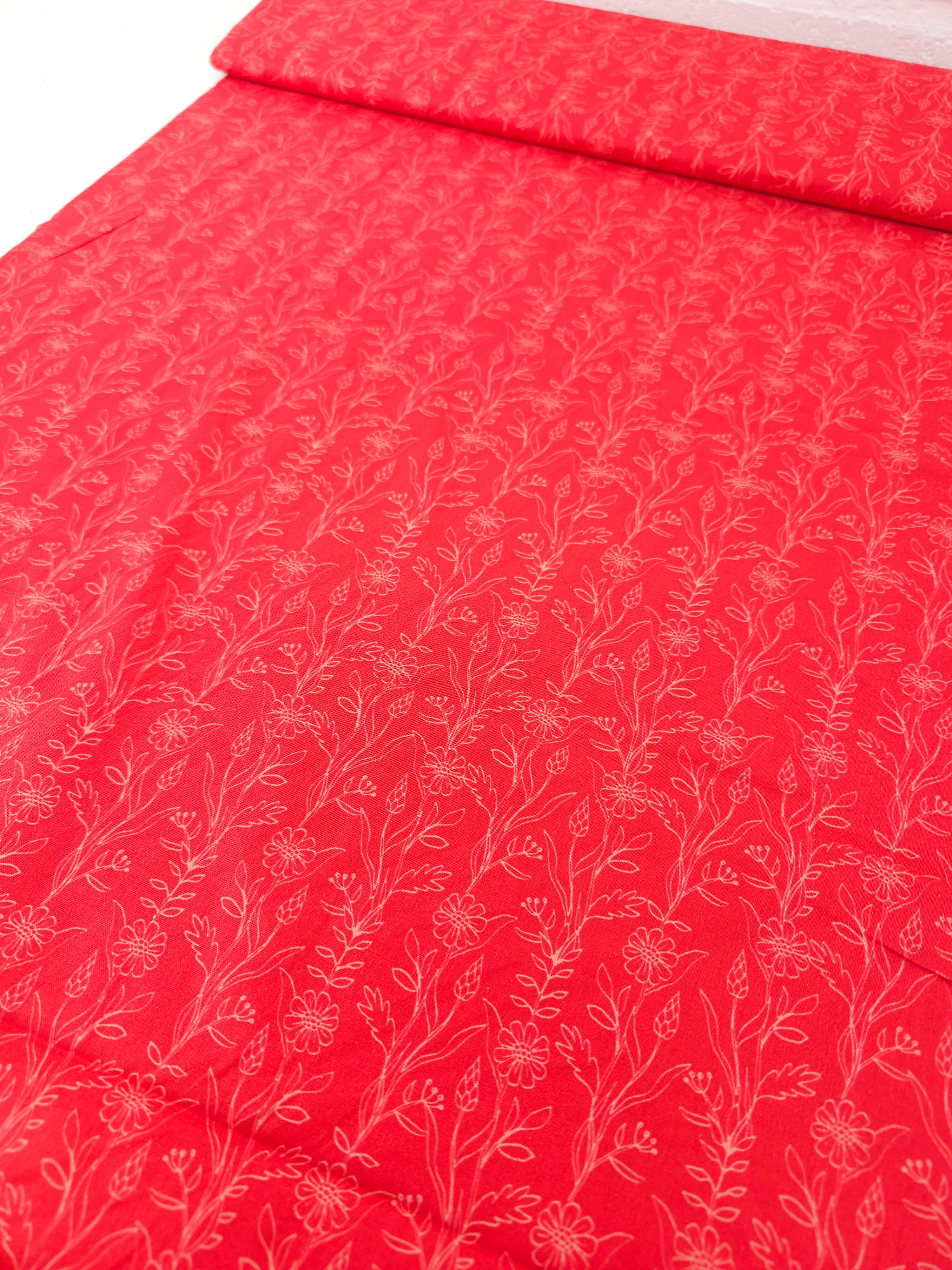 Red Sketch Flower Twine 100% Cotton