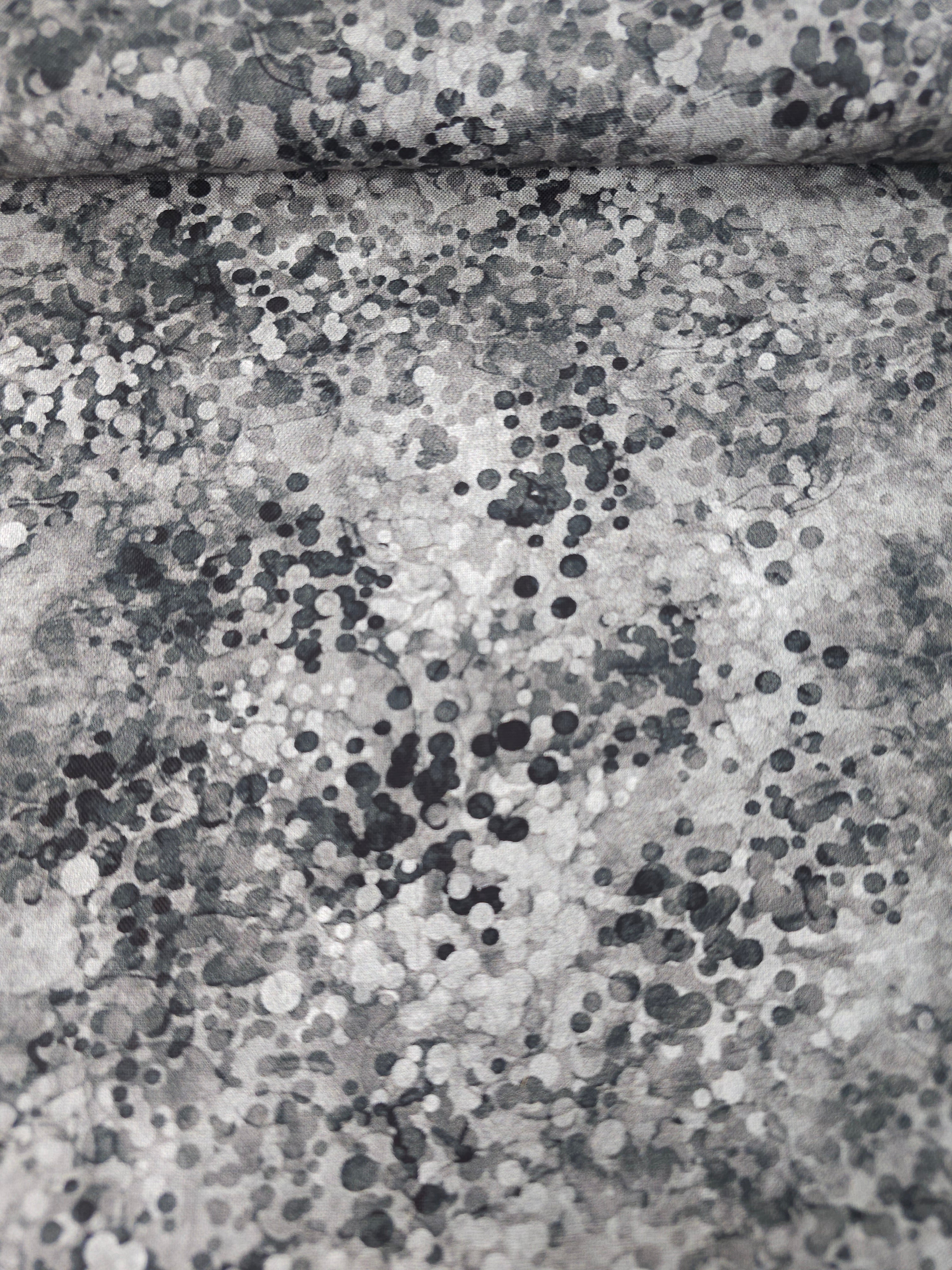 Grey Smokey Watercolour Confetti Dots 100% Cotton