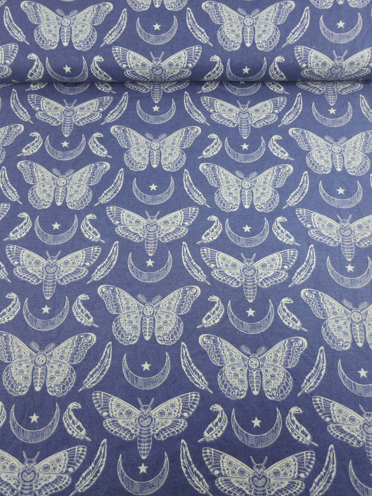 Periwinkle Celestial Moth Lightweight Flannel Cotton