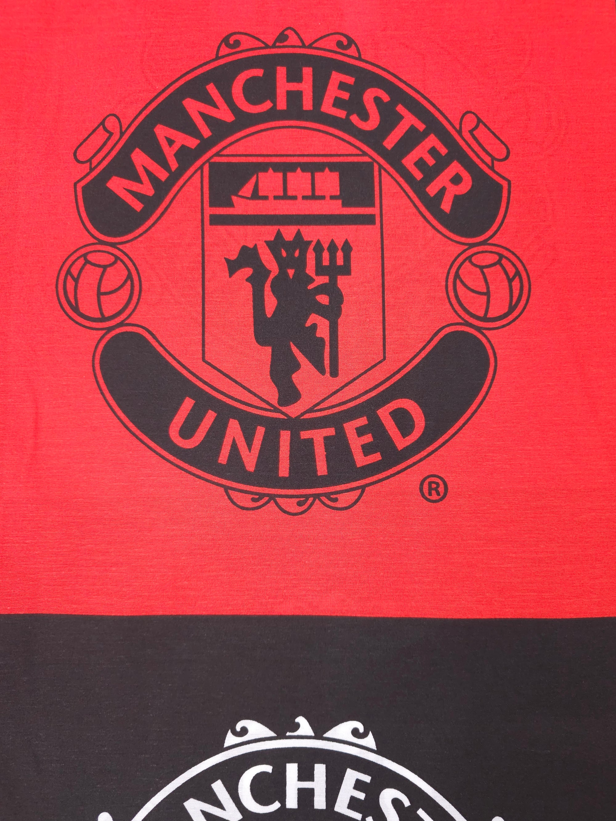 Red/Black Manchester United FC Emblem 100% Cotton Football Fabric 81" *EXTRA WIDE*