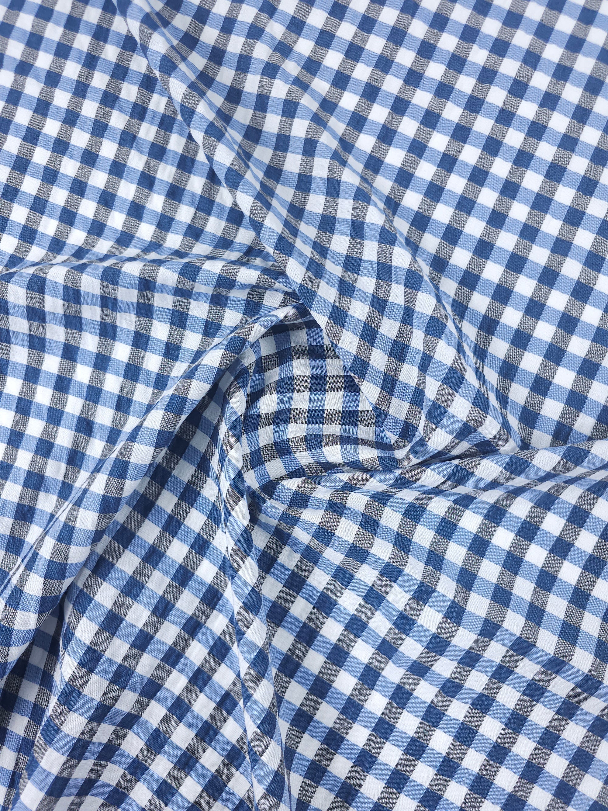 Hale Blue/Grey Small Gingham Cotton Poly