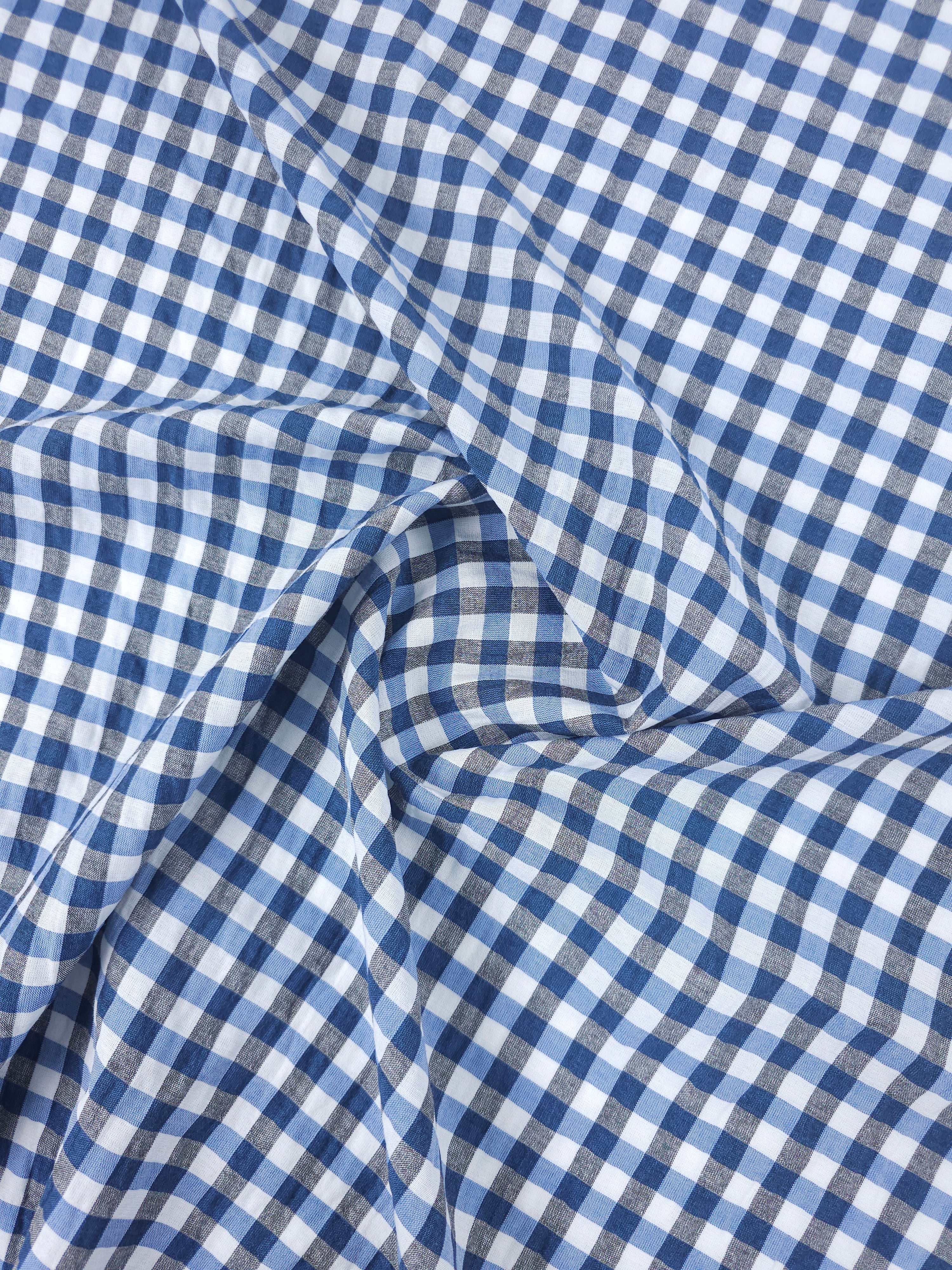 Hale Blue/Grey Small Gingham Cotton Poly