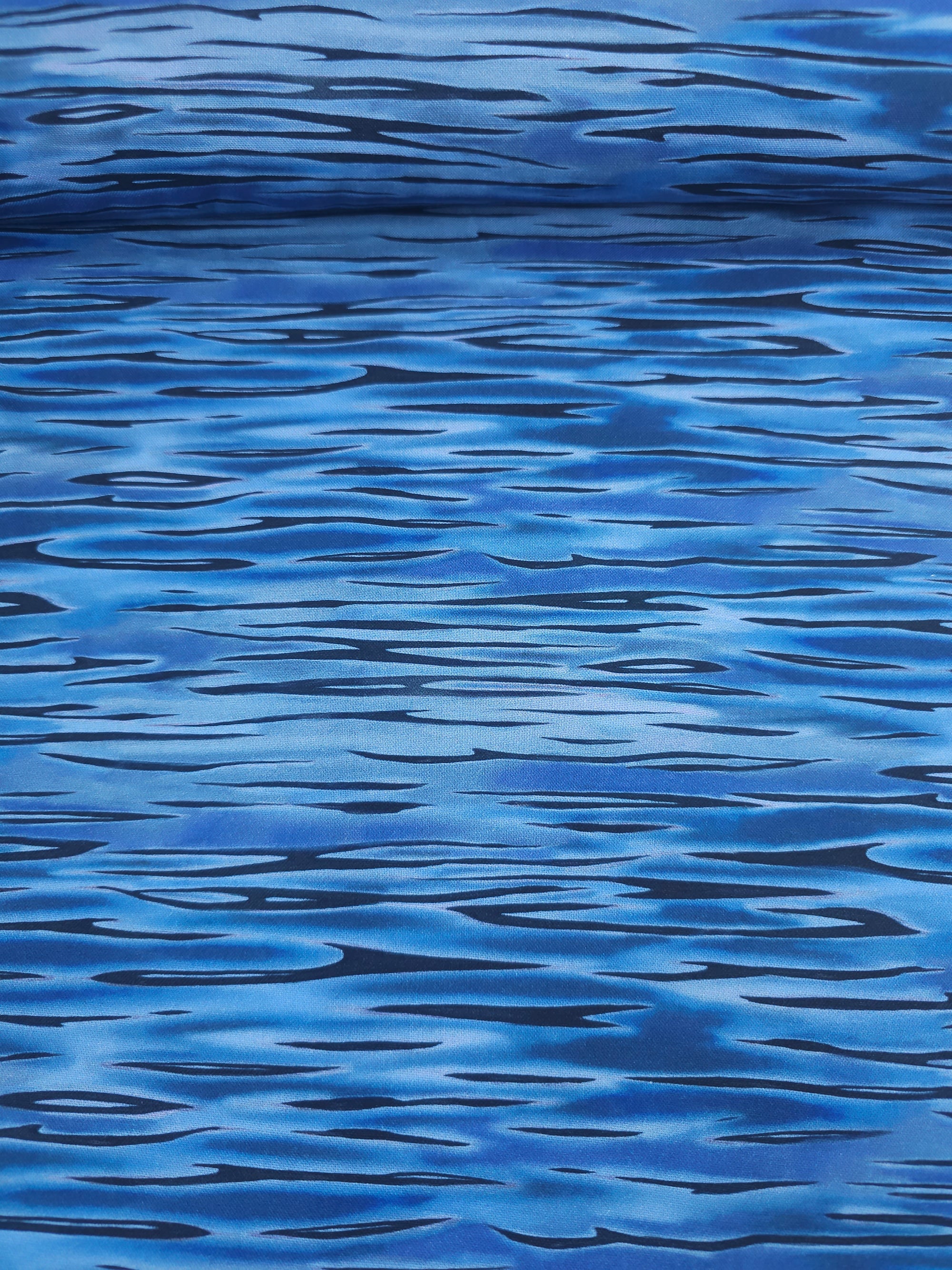 Blue Abstract Still Waters 100% Cotton